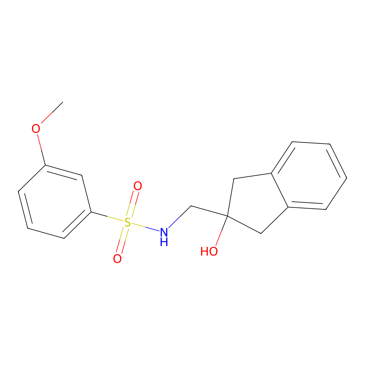 N-((2-hydroxy-2,3-dihydro-1H-inden-2-yl)methyl)-3-methoxybenzenesulfonamide molecular structure, CAS 2034528-20-4