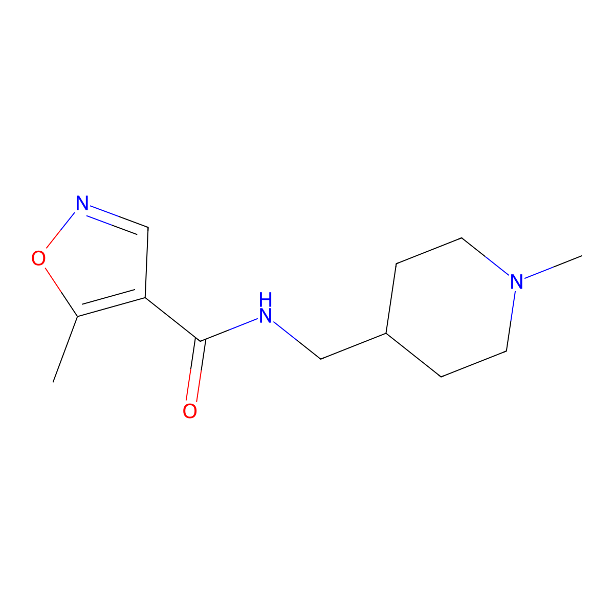 5-methyl-N-((1-methylpiperidin-4-yl)methyl)isoxazole-4-carboxamide molecular structure, CAS 2034528-21-5