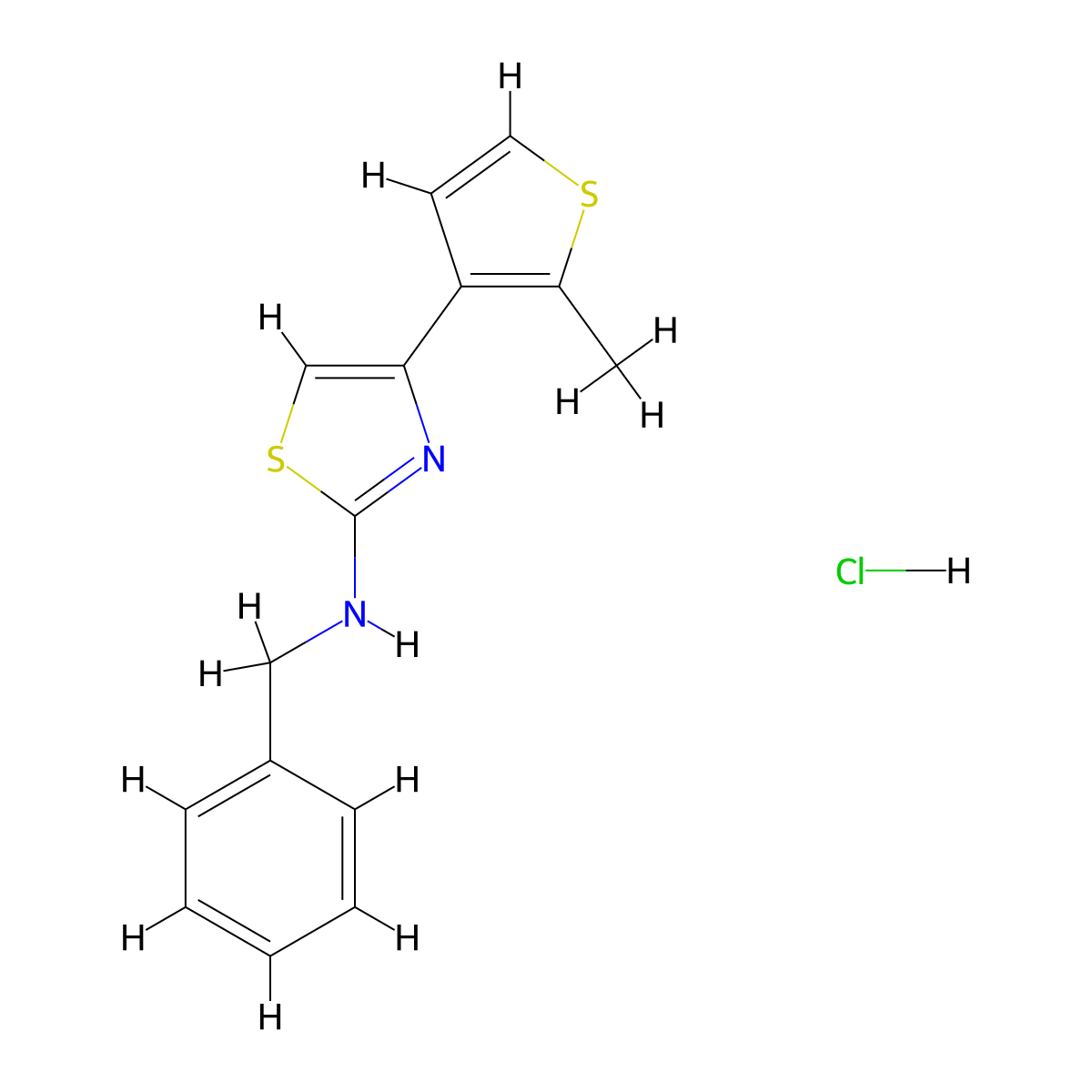 N-benzyl-4-(2-methylthiophen-3-yl)thiazol-2-amine hydrochloride molecular structure, CAS 2034528-24-8