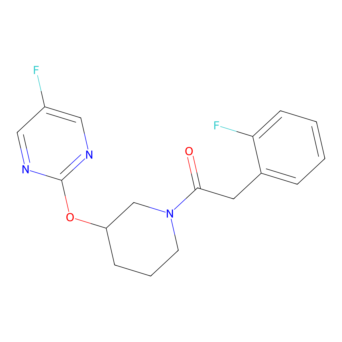 2-(2-Fluorophenyl)-1-(3-((5-fluoropyrimidin-2-yl)oxy)piperidin-1-yl)ethanone molecular structure, CAS 2034528-28-2