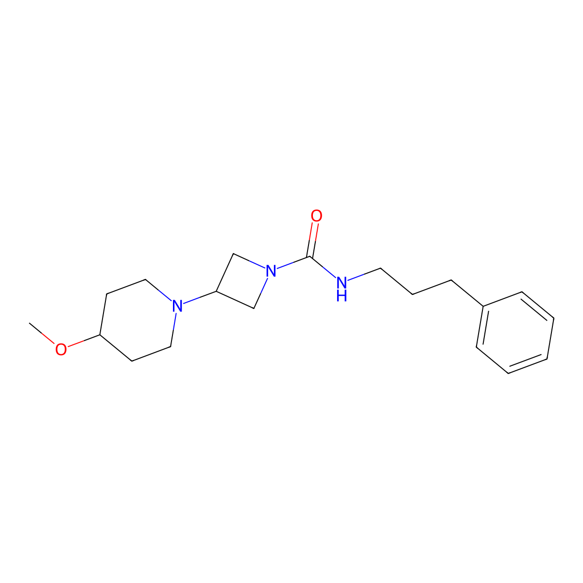 3-(4-methoxypiperidin-1-yl)-N-(3-phenylpropyl)azetidine-1-carboxamide molecular structure, CAS 2034528-30-6