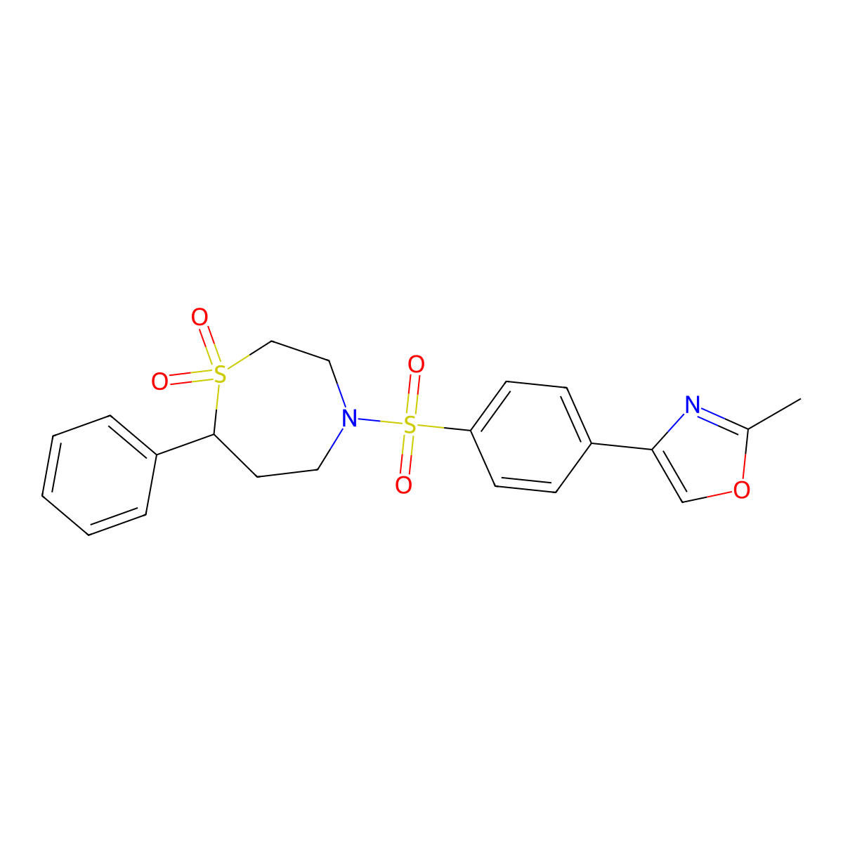 4-((4-(2-Methyloxazol-4-yl)phenyl)sulfonyl)-7-phenyl-1,4-thiazepane 1,1-dioxide molecular structure, CAS 2034528-33-9
