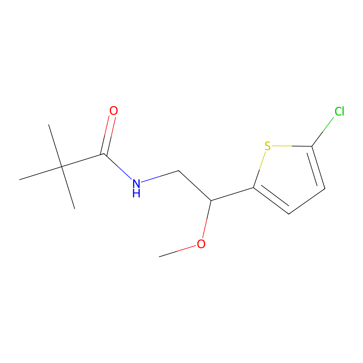 N-(2-(5-chlorothiophen-2-yl)-2-methoxyethyl)pivalamide molecular structure, CAS 2034528-34-0
