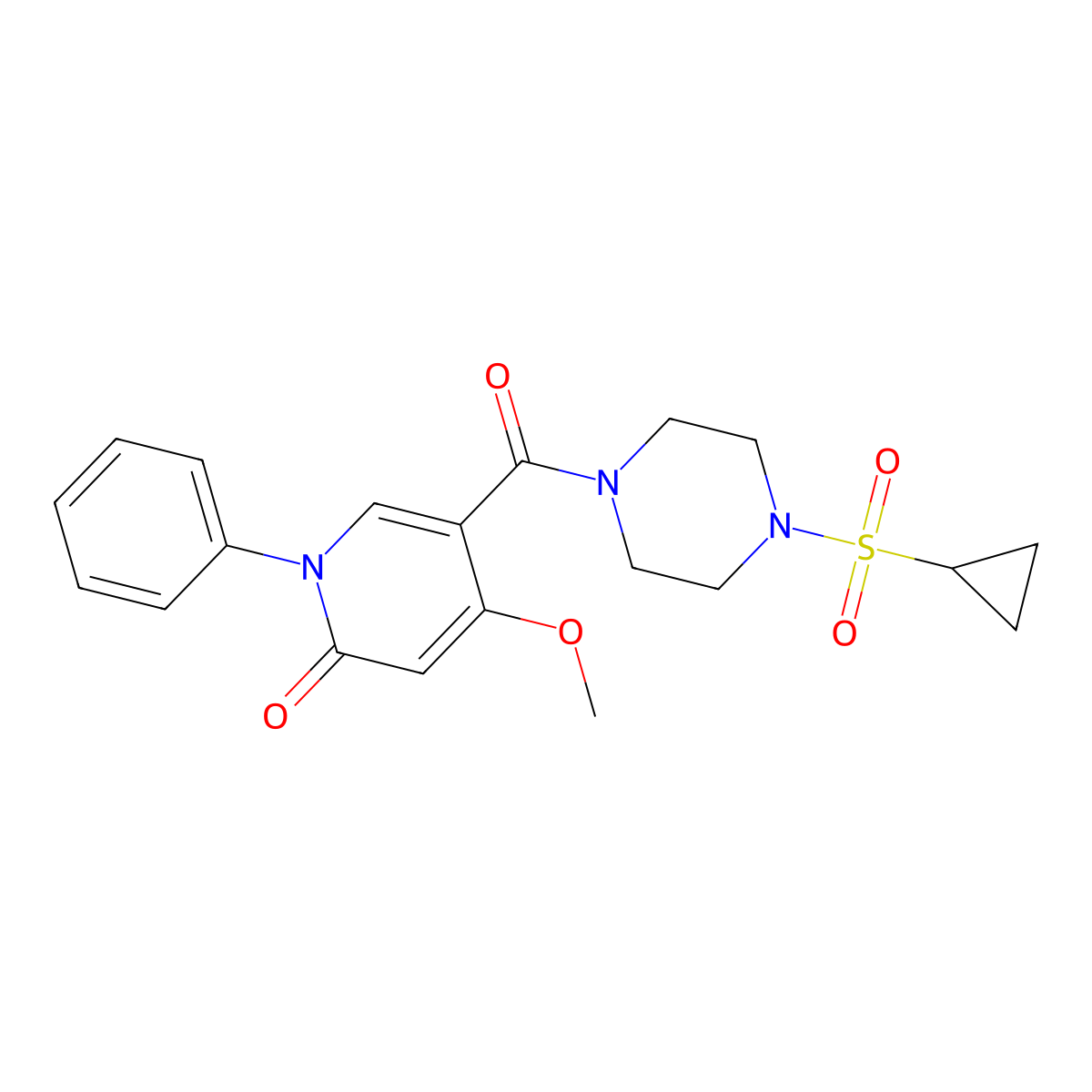 5-(4-(cyclopropylsulfonyl)piperazine-1-carbonyl)-4-methoxy-1-phenylpyridin-2(1H)-one molecular structure, CAS 2034528-36-2