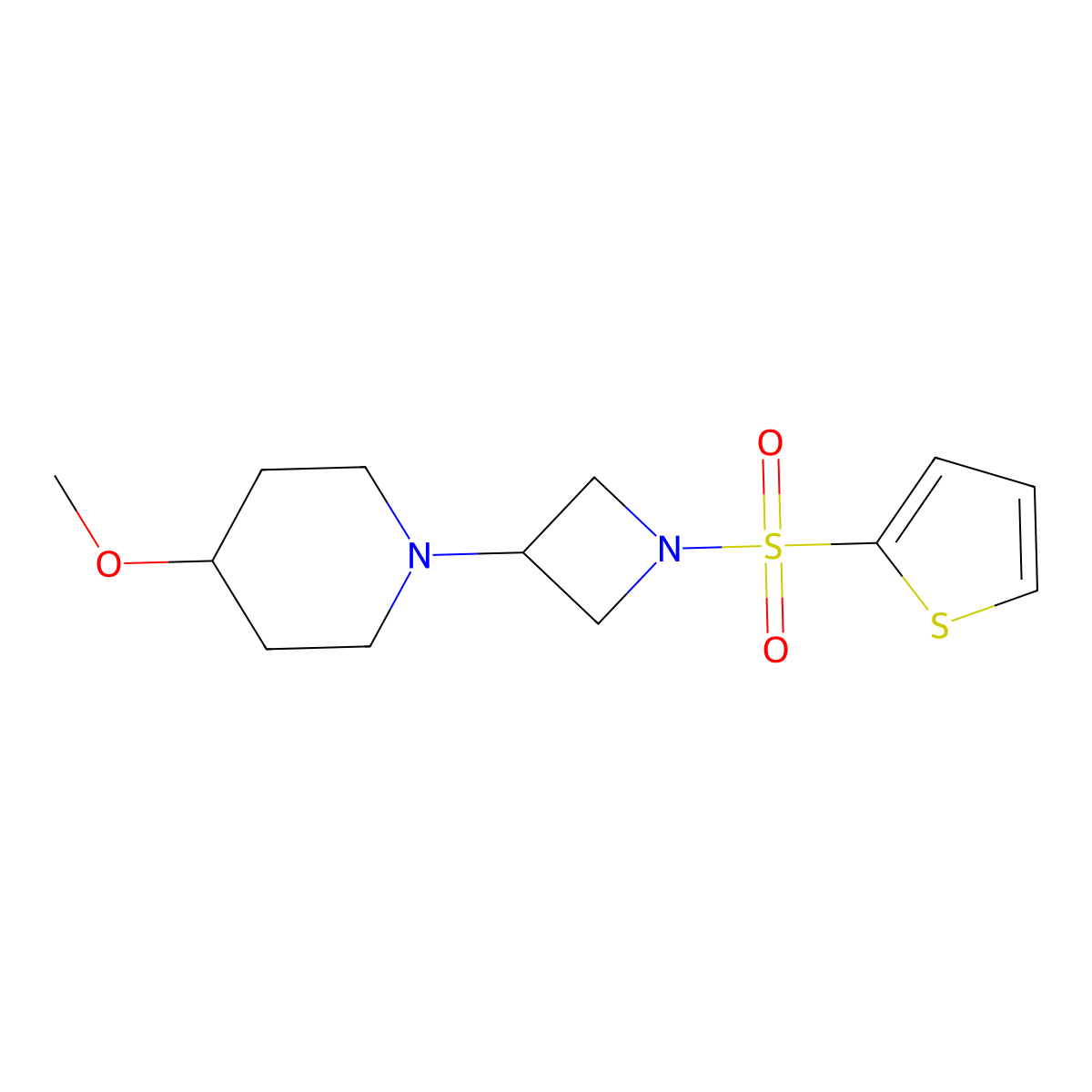 4-Methoxy-1-(1-(thiophen-2-ylsulfonyl)azetidin-3-yl)piperidine molecular structure, CAS 2034528-41-9