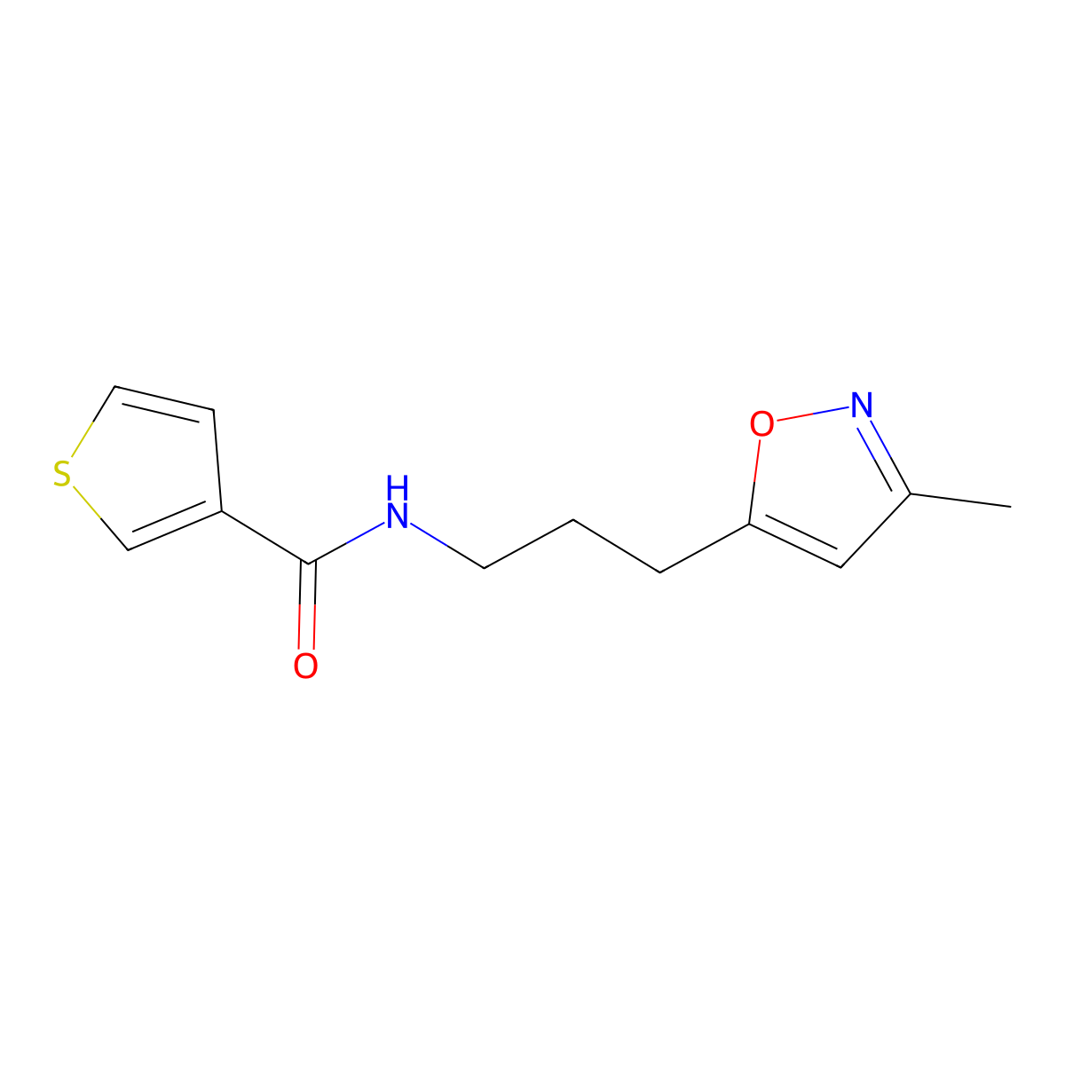 N-(3-(3-methylisoxazol-5-yl)propyl)thiophene-3-carboxamide molecular structure, CAS 2034528-44-2