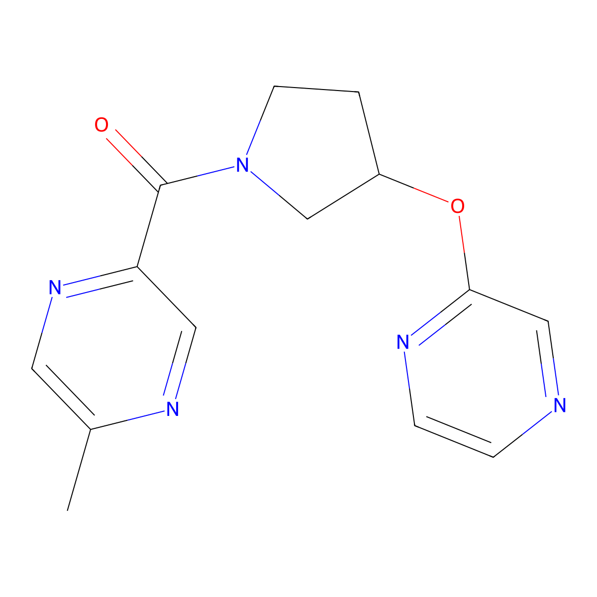 (5-Methylpyrazin-2-yl)(3-(pyrazin-2-yloxy)pyrrolidin-1-yl)methanone molecular structure, CAS 2034528-45-3