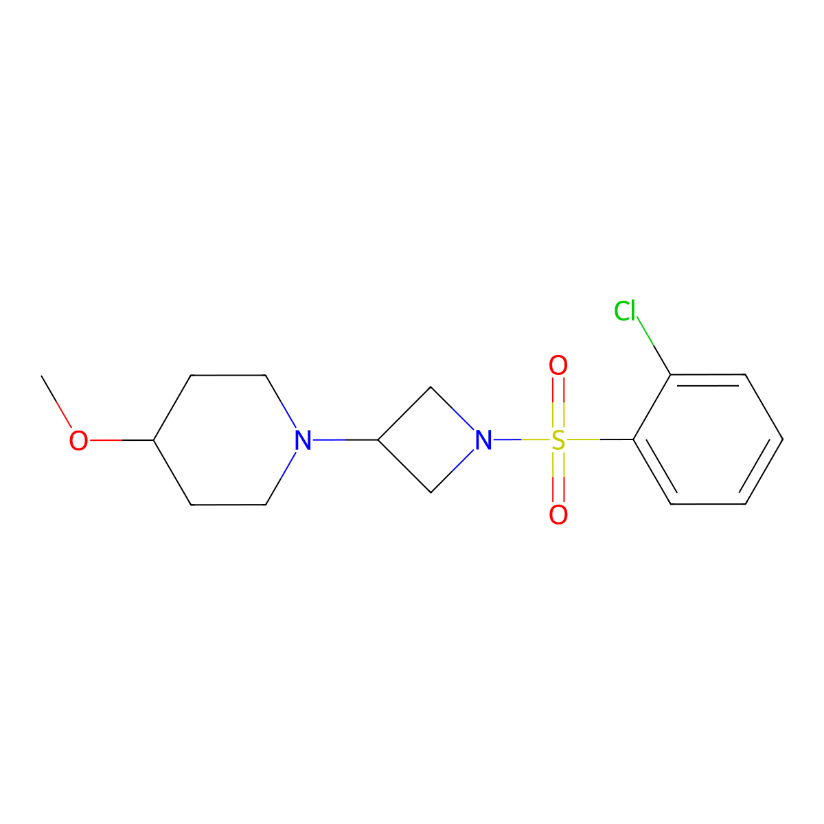 1-(1-((2-Chlorophenyl)sulfonyl)azetidin-3-yl)-4-methoxypiperidine molecular structure, CAS 2034528-50-0