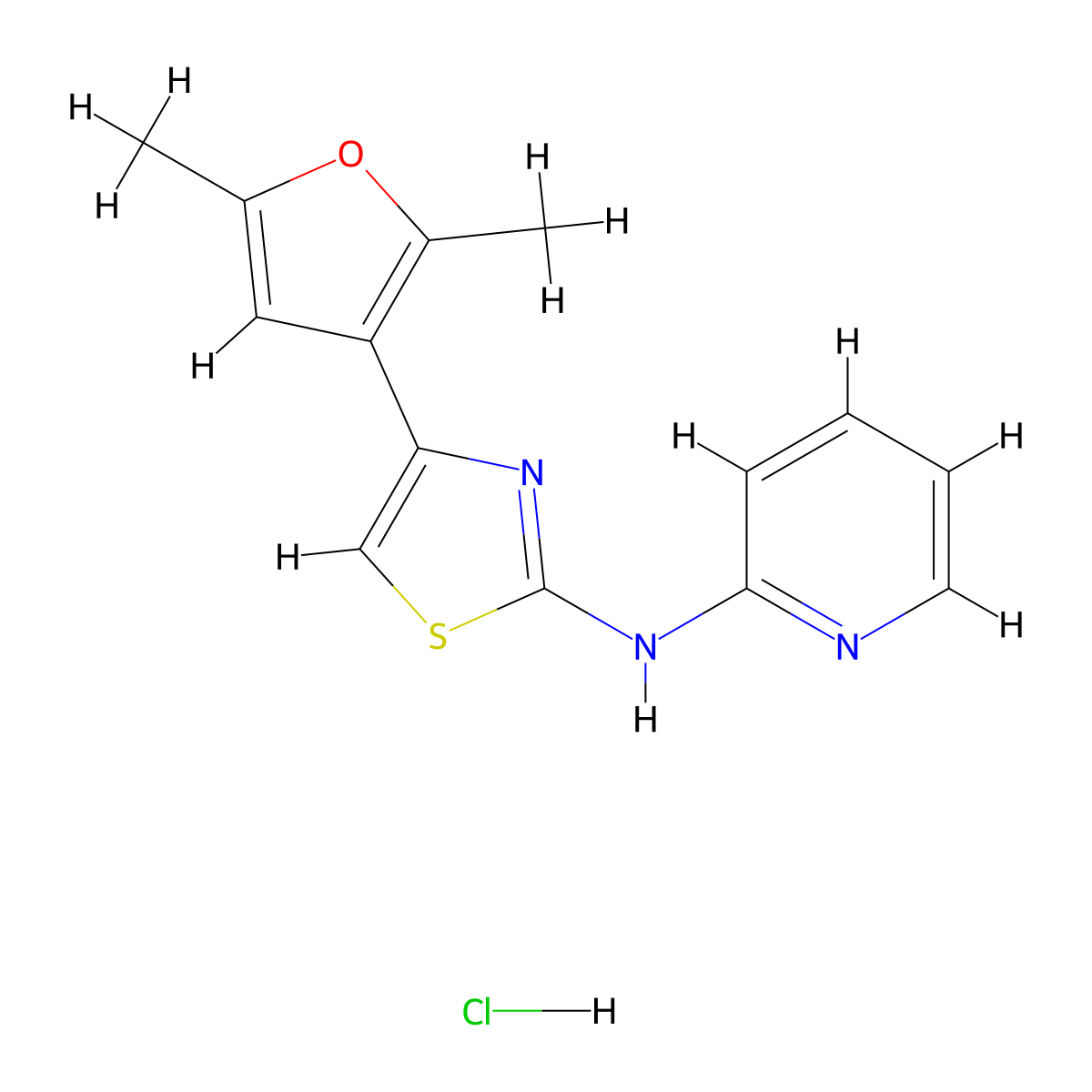 4-(2,5-dimethylfuran-3-yl)-N-(pyridin-2-yl)thiazol-2-amine hydrochloride molecular structure, CAS 2034528-60-2