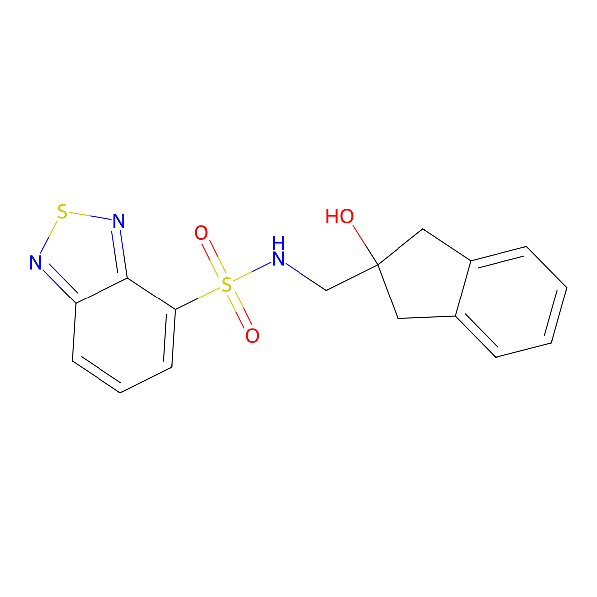 N-((2-hydroxy-2,3-dihydro-1H-inden-2-yl)methyl)benzo[c][1,2,5]thiadiazole-4-sulfonamide molecular structure, CAS 2034528-63-5
