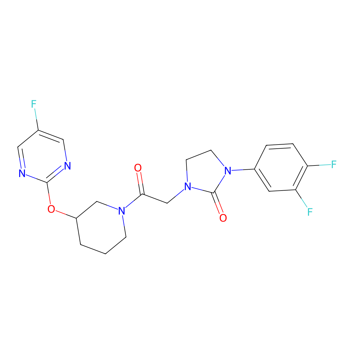 1-(3,4-Difluorophenyl)-3-(2-{3-[(5-fluoropyrimidin-2-yl)oxy]piperidin-1-yl}-2-oxoethyl)imidazolidin-2-one molecular structure, CAS 2034528-64-6