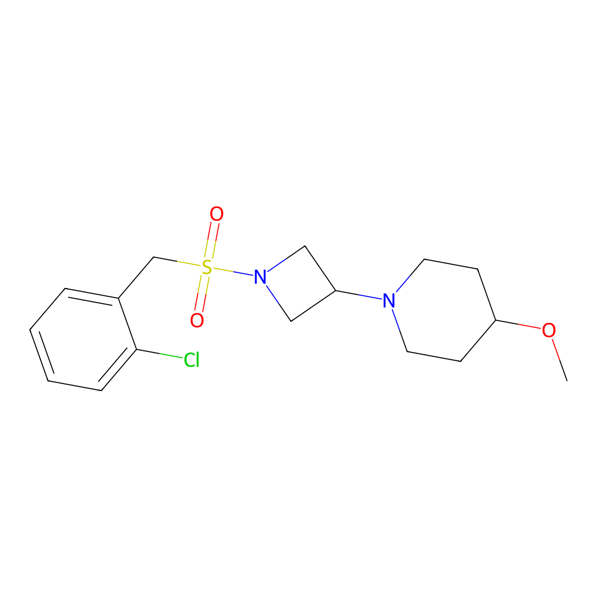 1-(1-((2-Chlorobenzyl)sulfonyl)azetidin-3-yl)-4-methoxypiperidine molecular structure, CAS 2034528-66-8