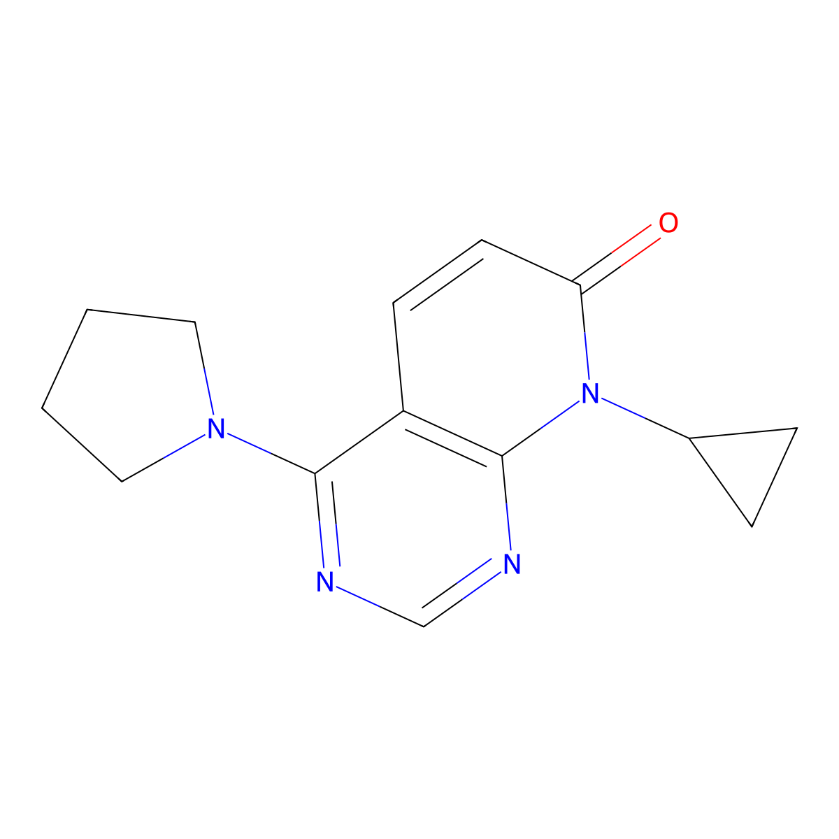8-cyclopropyl-4-(pyrrolidin-1-yl)pyrido[2,3-d]pyrimidin-7(8H)-one molecular structure, CAS 2034528-78-2