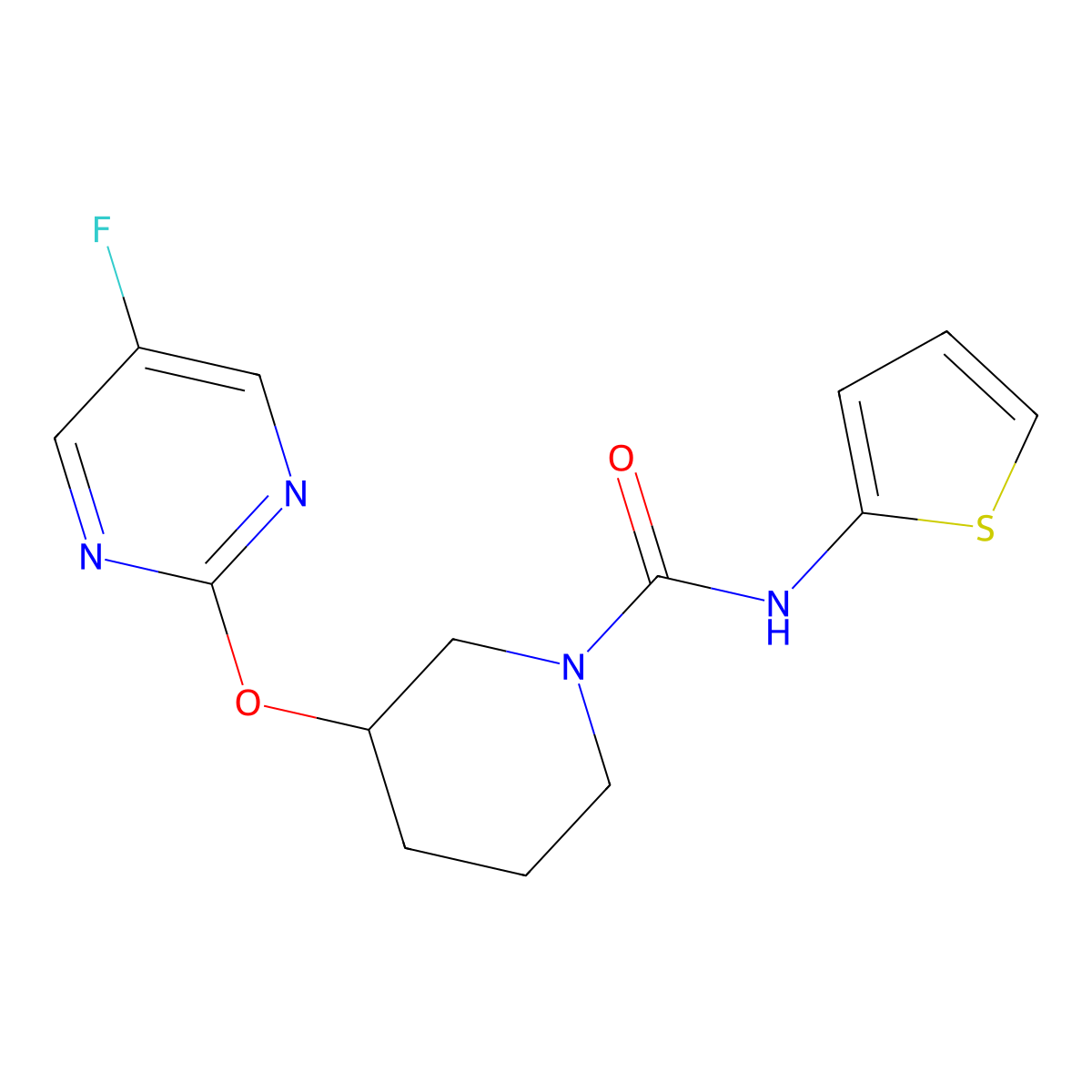 3-[(5-fluoropyrimidin-2-yl)oxy]-N-(thiophen-2-yl)piperidine-1-carboxamide molecular structure, CAS 2034528-80-6