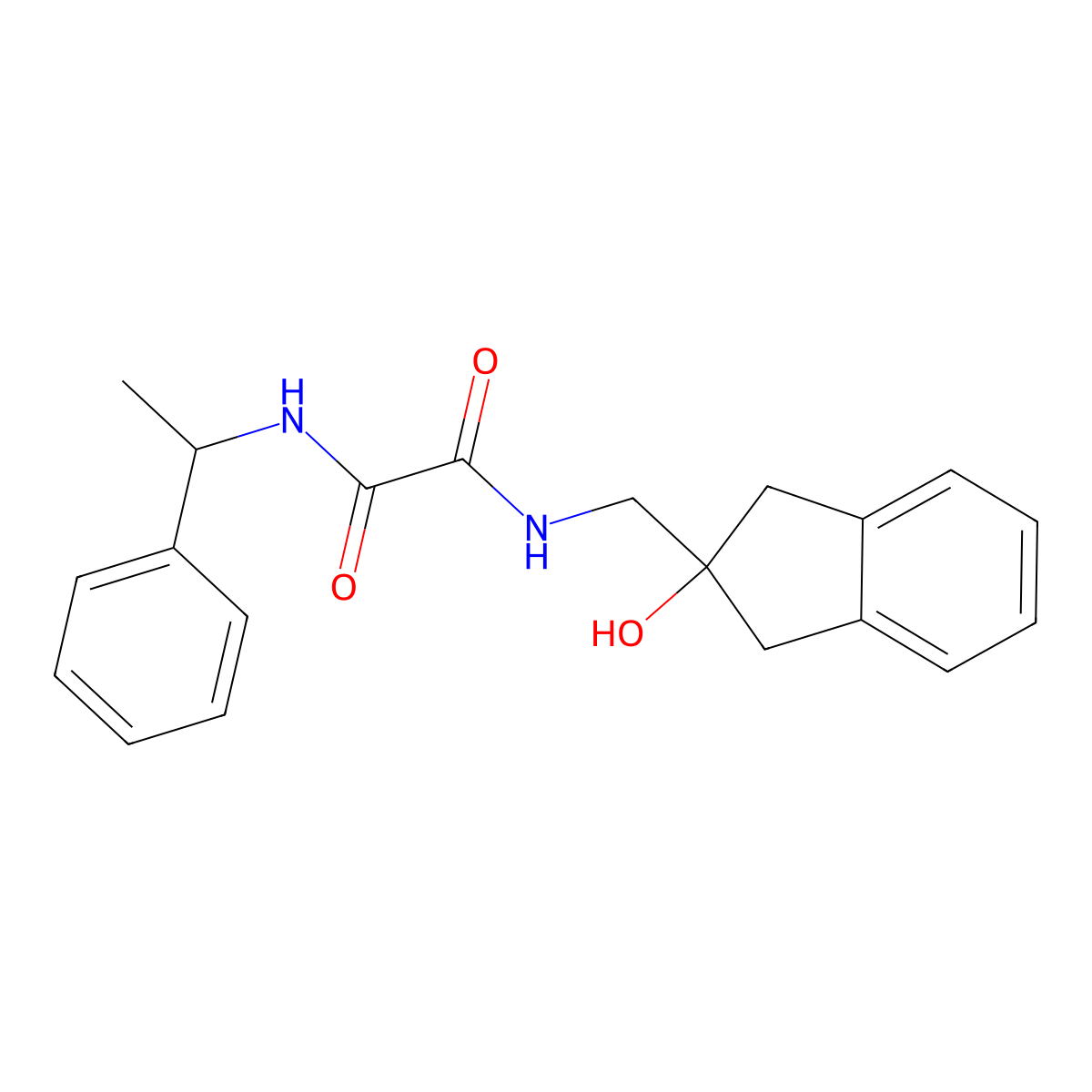 N1-((2-hydroxy-2,3-dihydro-1H-inden-2-yl)methyl)-N2-(1-phenylethyl)oxalamide molecular structure, CAS 2034528-82-8