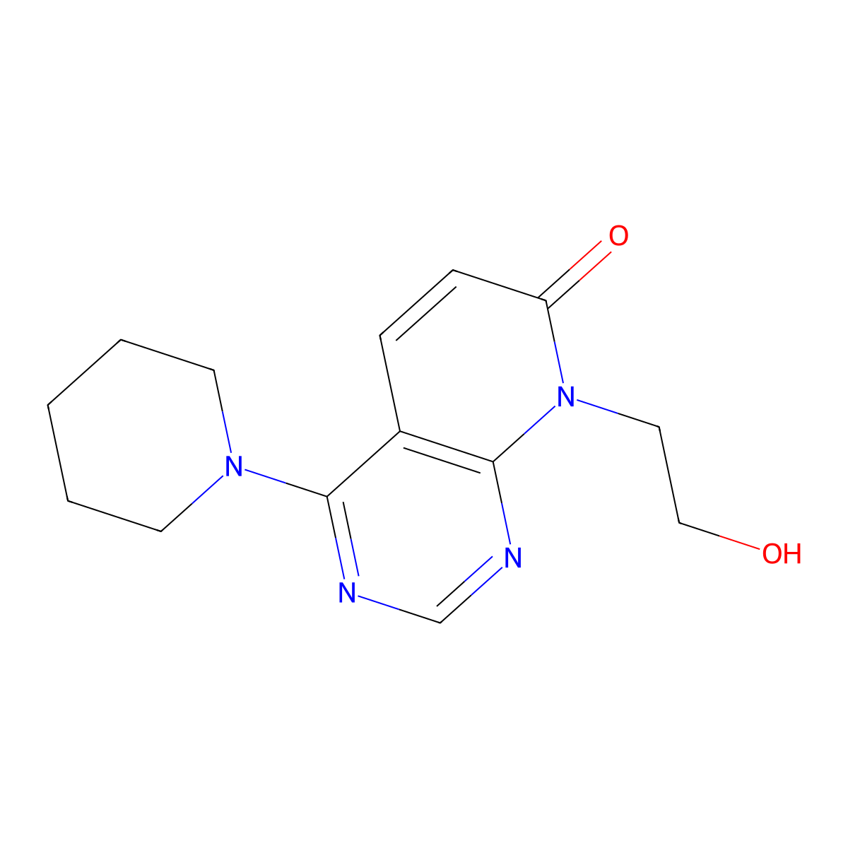 8-(2-hydroxyethyl)-4-(piperidin-1-yl)pyrido[2,3-d]pyrimidin-7(8H)-one molecular structure, CAS 2034528-85-1