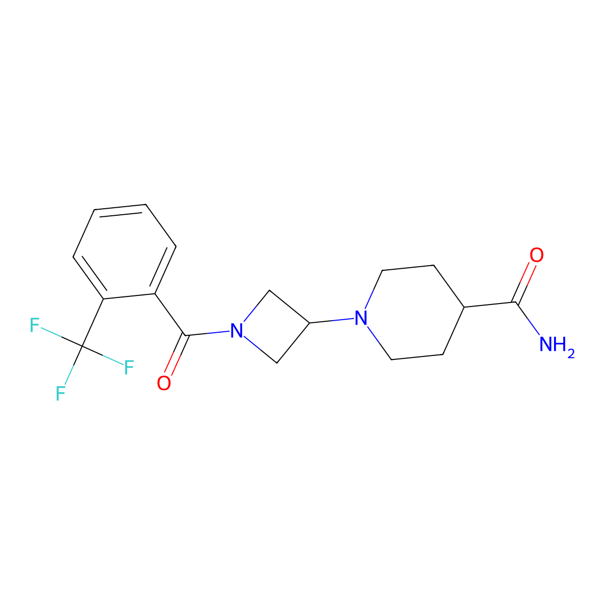 1-(1-(2-(Trifluoromethyl)benzoyl)azetidin-3-yl)piperidine-4-carboxamide molecular structure, CAS 2034528-86-2