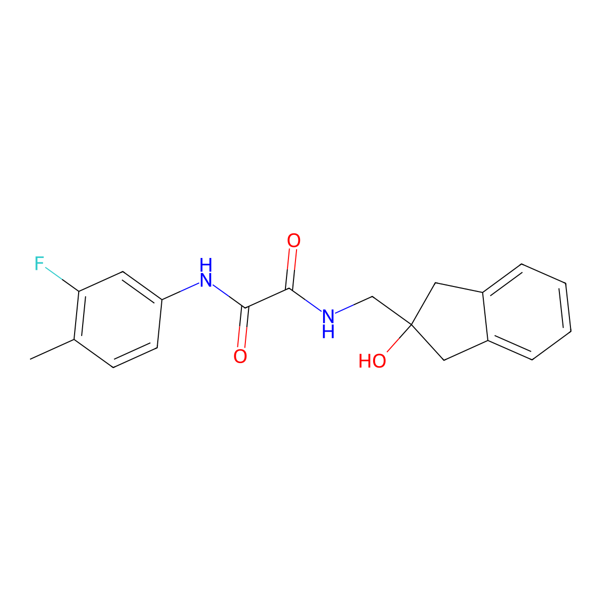 N1-(3-fluoro-4-methylphenyl)-N2-((2-hydroxy-2,3-dihydro-1H-inden-2-yl)methyl)oxalamide molecular structure, CAS 2034528-92-0