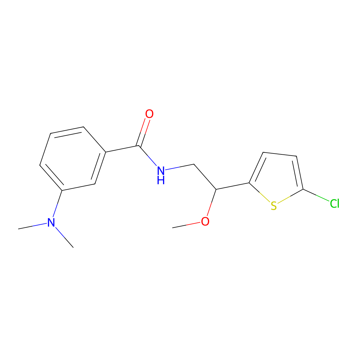 N-[2-(5-chlorothiophen-2-yl)-2-methoxyethyl]-3-(dimethylamino)benzamide molecular structure, CAS 2034528-93-1