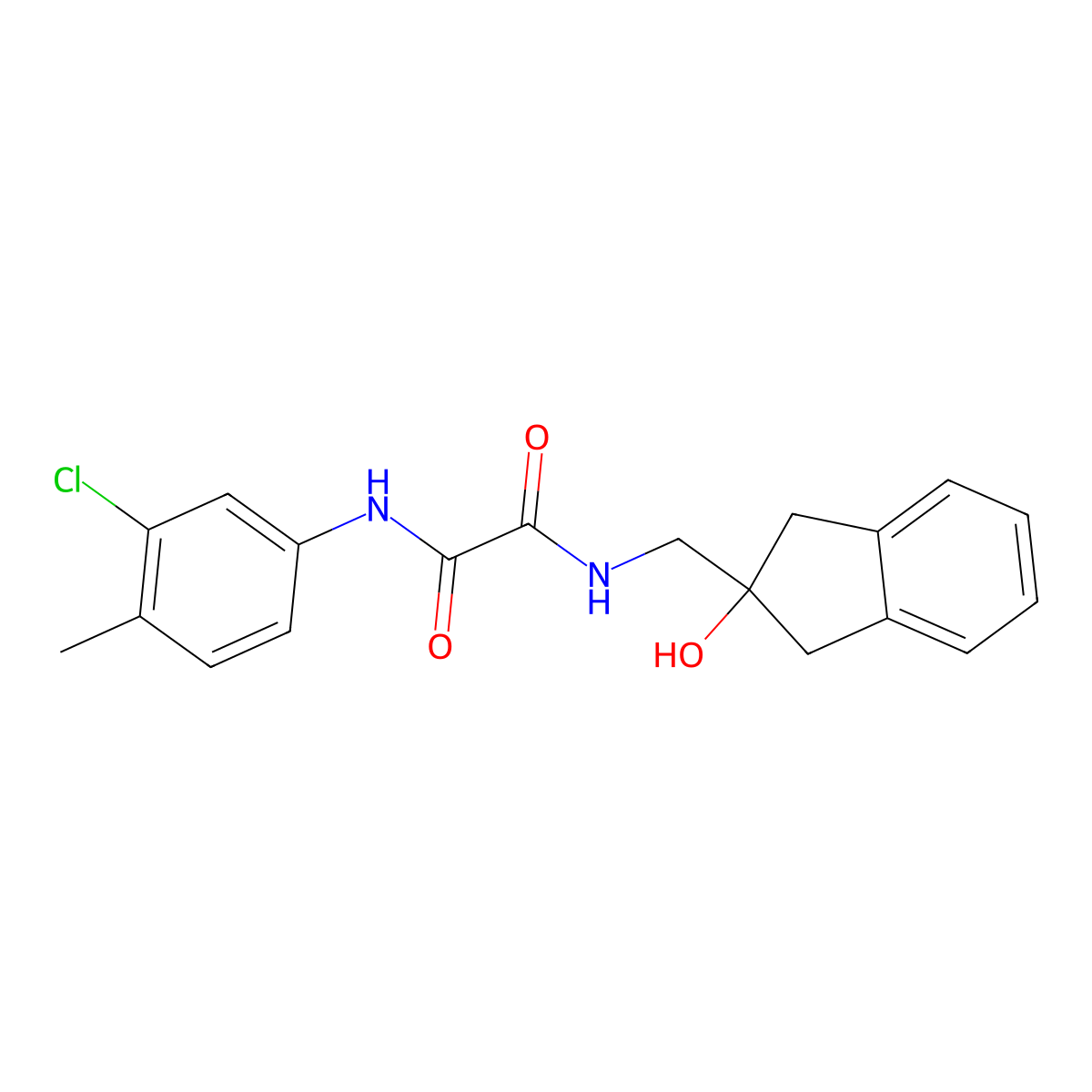N1-(3-chloro-4-methylphenyl)-N2-((2-hydroxy-2,3-dihydro-1H-inden-2-yl)methyl)oxalamide molecular structure, CAS 2034529-00-3