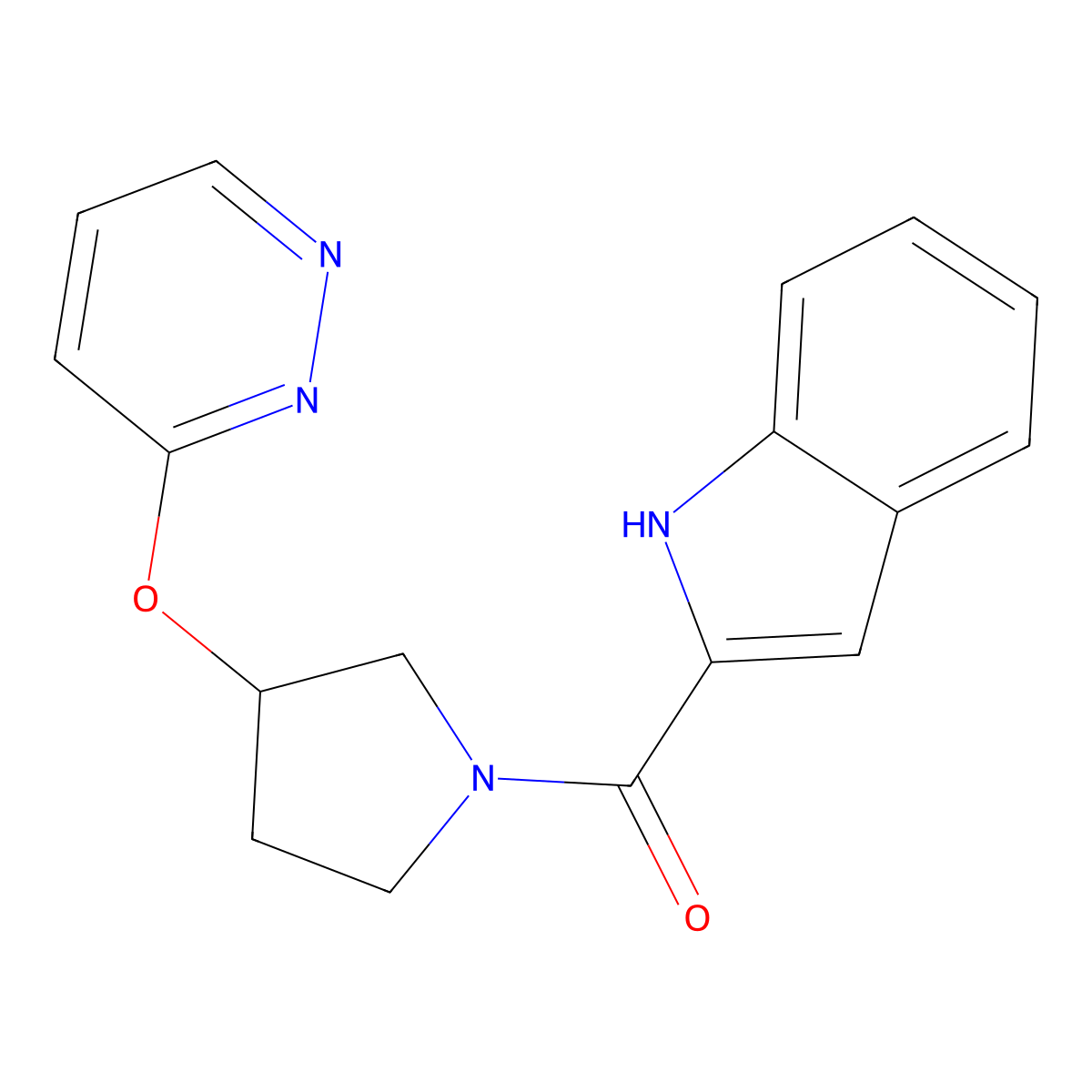 (1H-indol-2-yl)(3-(pyridazin-3-yloxy)pyrrolidin-1-yl)methanone molecular structure, CAS 2034529-02-5