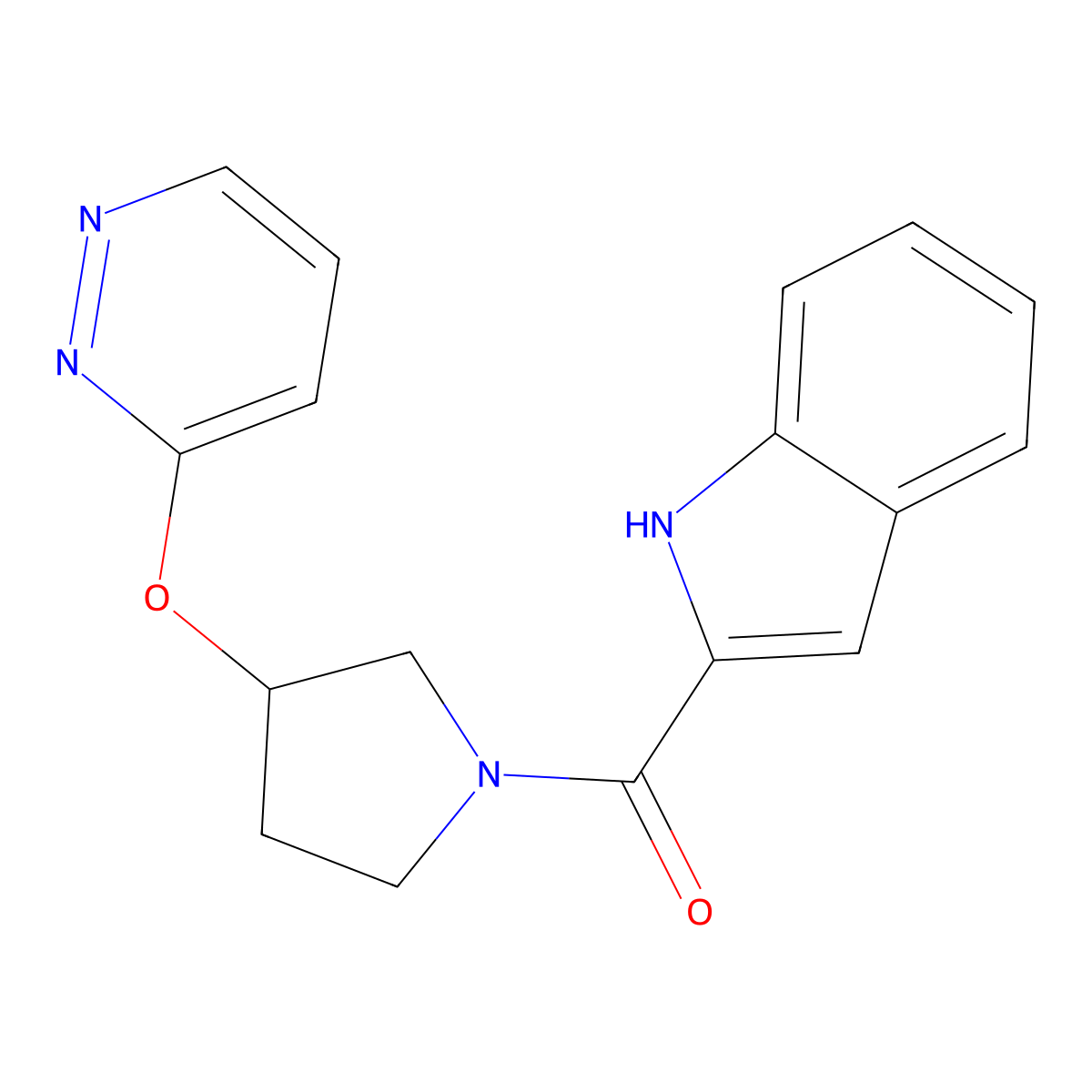 (1H-indol-2-yl)(3-(pyridazin-3-yloxy)pyrrolidin-1-yl)methanone molecular structure, CAS 2034529-02-5