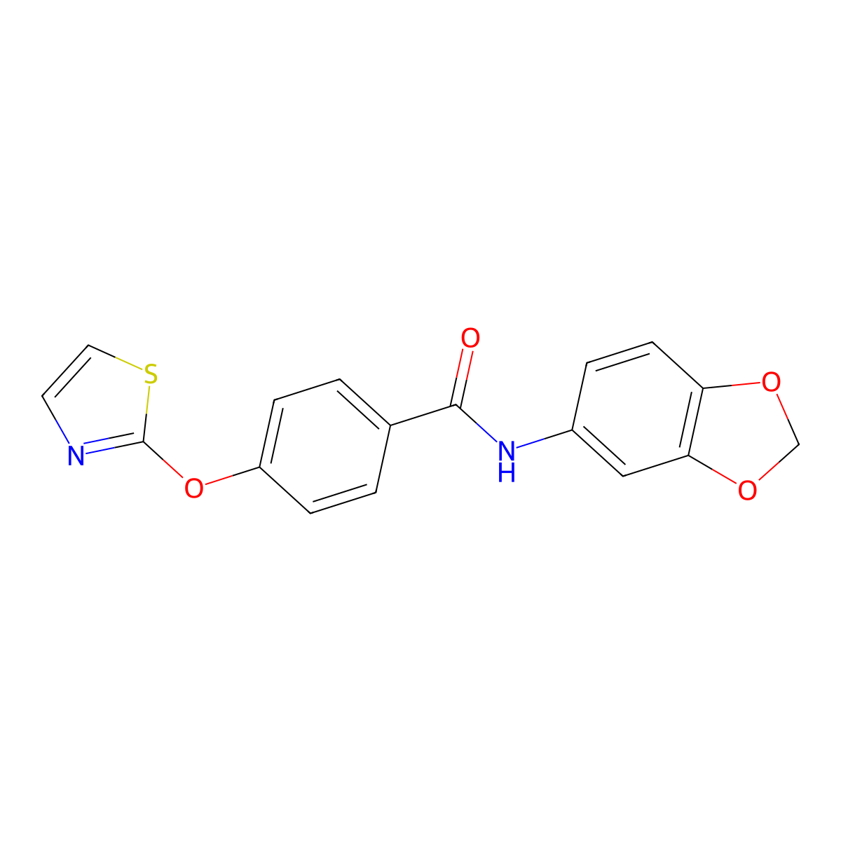 N-(benzo[d][1,3]dioxol-5-yl)-4-(thiazol-2-yloxy)benzamide molecular structure, CAS 2034529-03-6