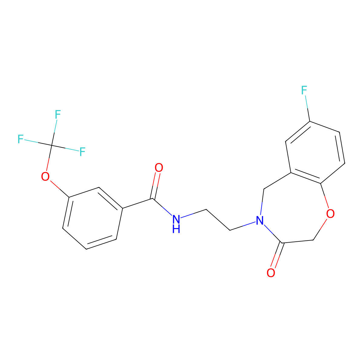 N-(2-(7-fluoro-3-oxo-2,3-dihydrobenzo[f][1,4]oxazepin-4(5H)-yl)ethyl)-3-(trifluoromethoxy)benzamide molecular structure, CAS 2034529-04-7