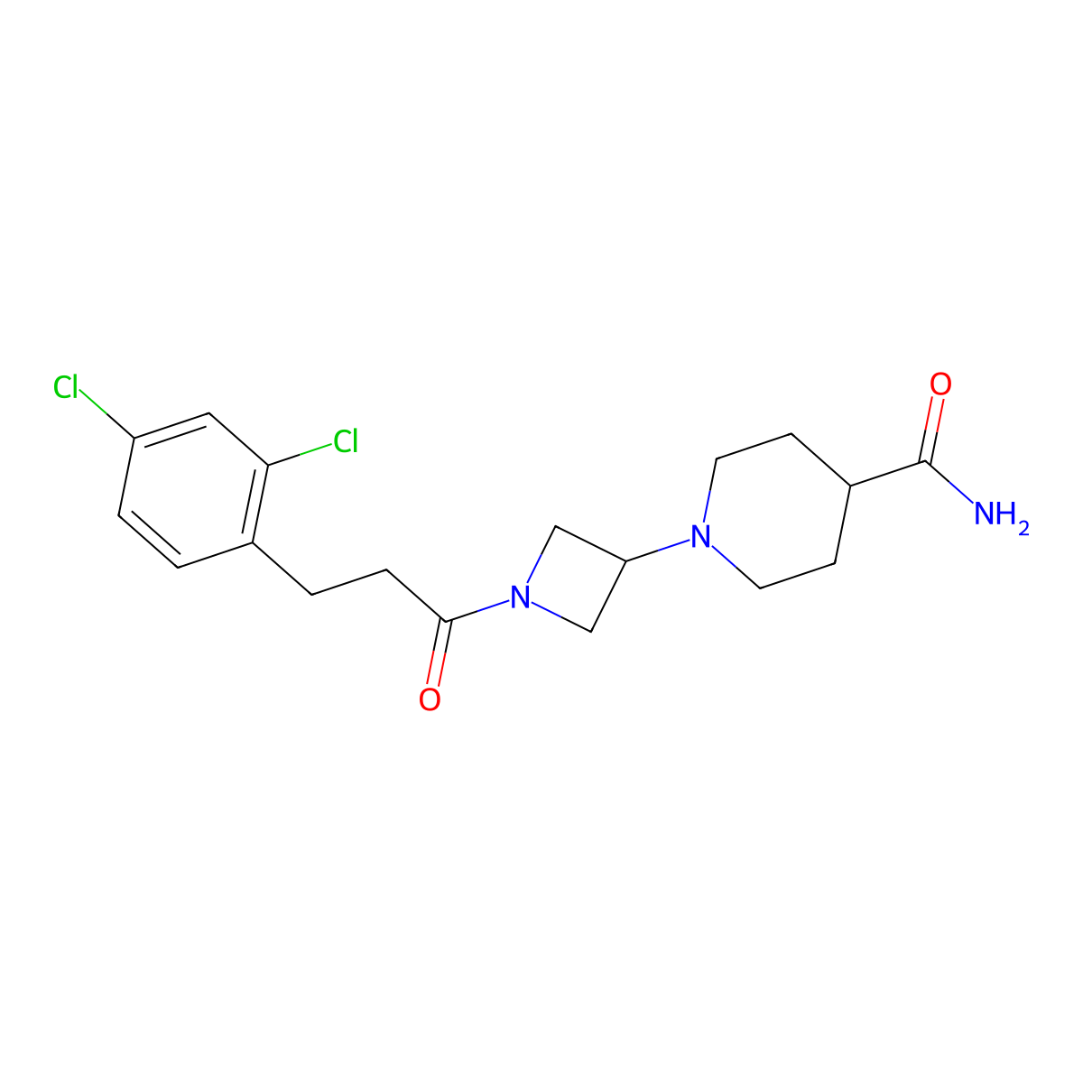 1-(1-(3-(2,4-Dichlorophenyl)propanoyl)azetidin-3-yl)piperidine-4-carboxamide molecular structure, CAS 2034529-05-8