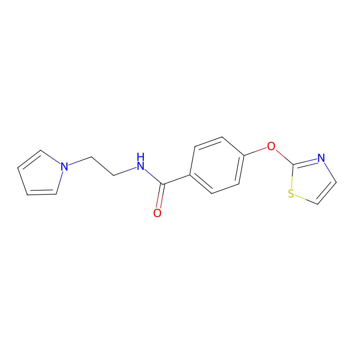 N-(2-(1H-pyrrol-1-yl)ethyl)-4-(thiazol-2-yloxy)benzamide molecular structure, CAS 2034529-08-1
