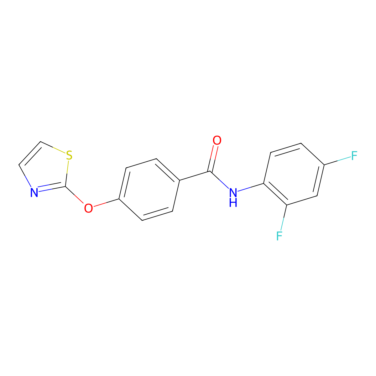N-(2,4-difluorophenyl)-4-(thiazol-2-yloxy)benzamide molecular structure, CAS 2034529-15-0