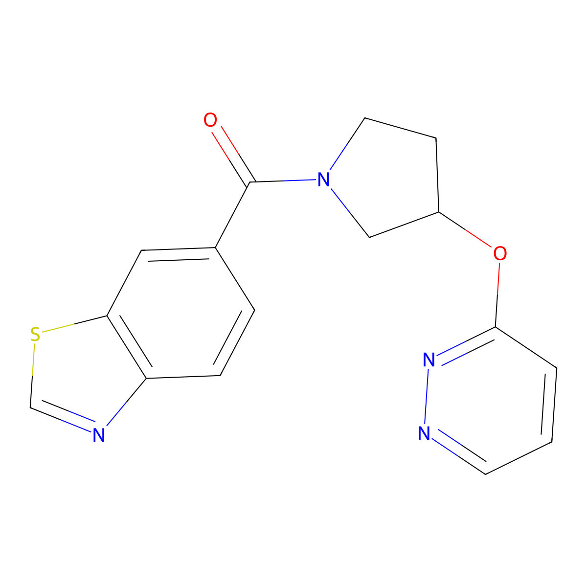 Benzo[d]thiazol-6-yl(3-(pyridazin-3-yloxy)pyrrolidin-1-yl)methanone molecular structure, CAS 2034529-17-2