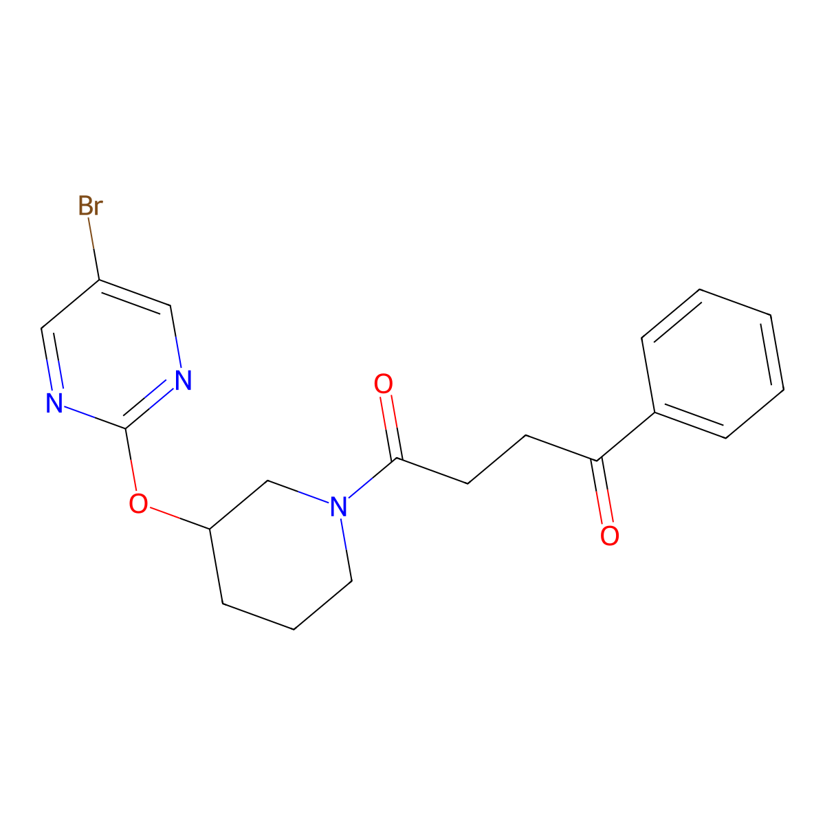1-{3-[(5-Bromopyrimidin-2-yl)oxy]piperidin-1-yl}-4-phenylbutane-1,4-dione molecular structure, CAS 2034529-18-3