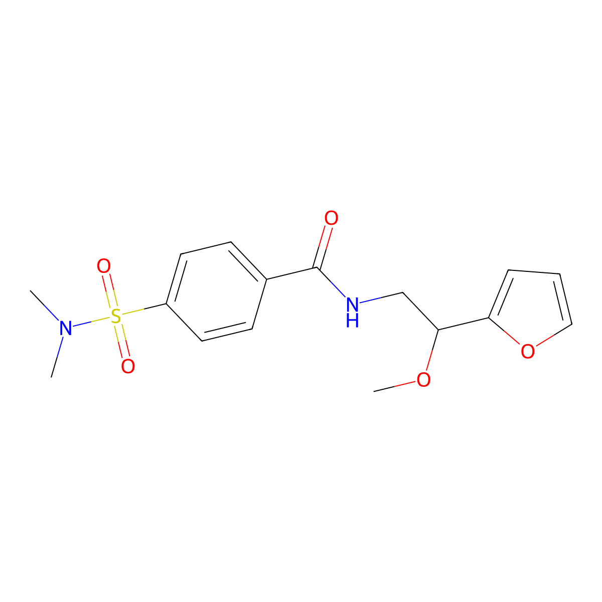 4-(N,N-dimethylsulfamoyl)-N-(2-(furan-2-yl)-2-methoxyethyl)benzamide molecular structure, CAS 2034529-24-1