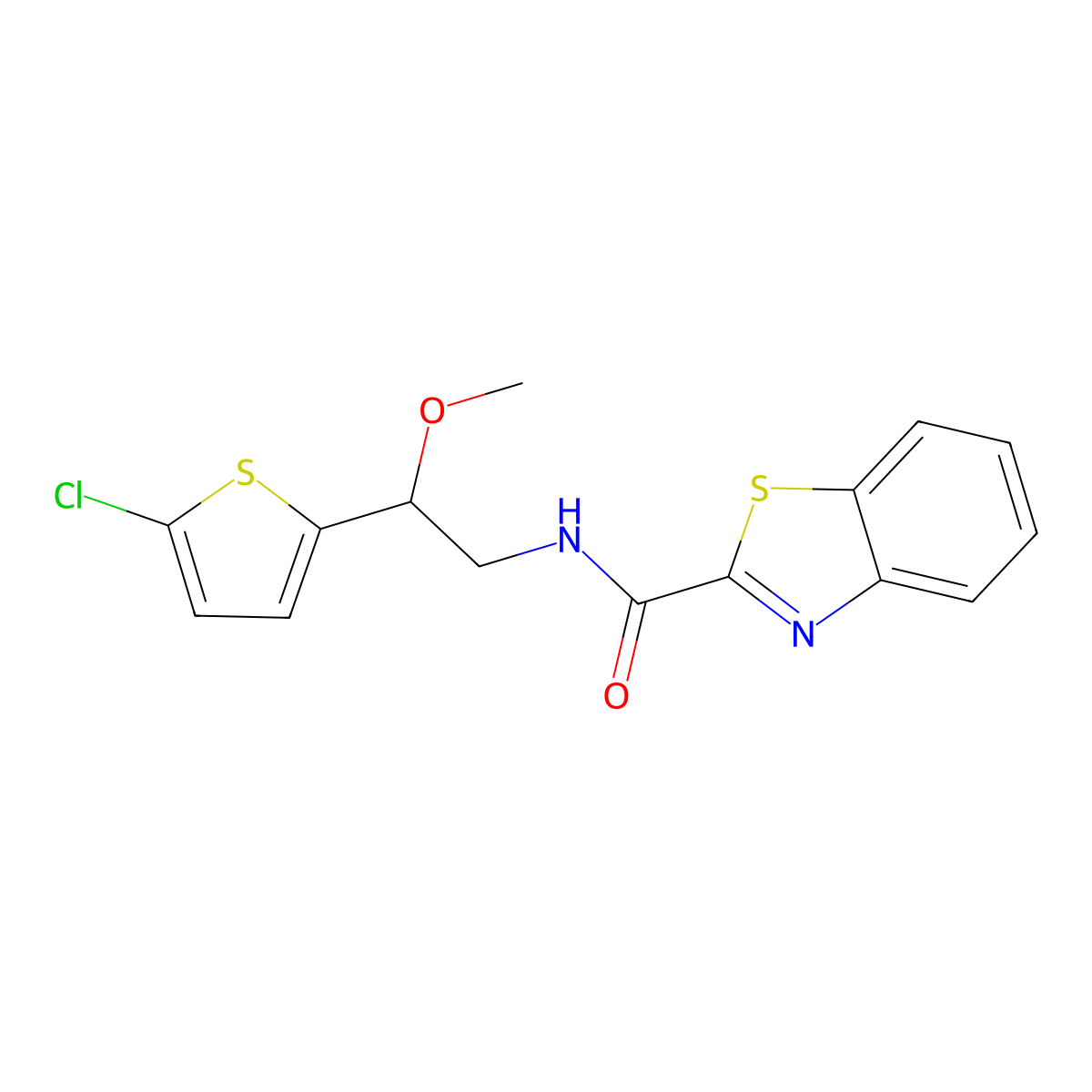 N-(2-(5-chlorothiophen-2-yl)-2-methoxyethyl)benzo[d]thiazole-2-carboxamide molecular structure, CAS 2034529-25-2