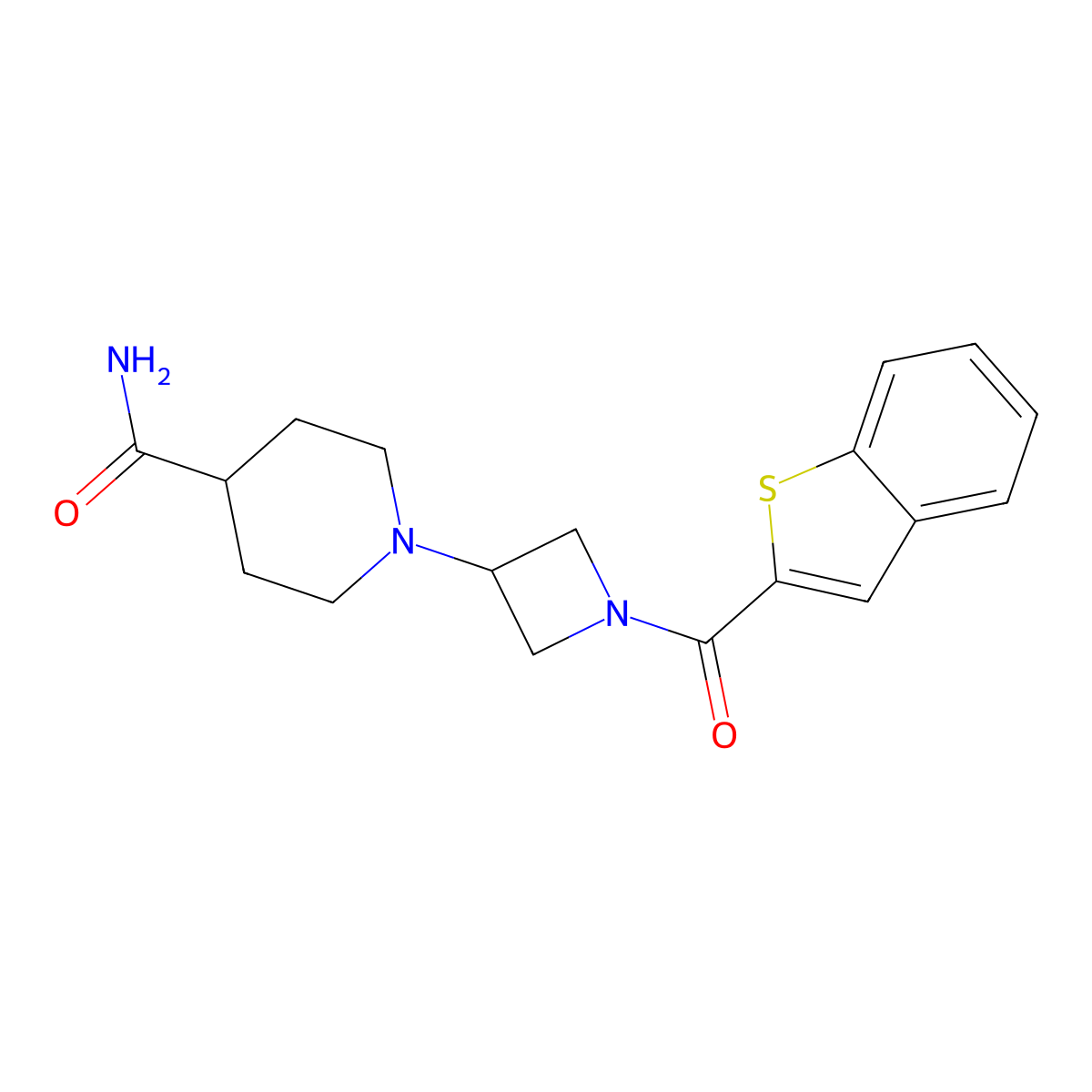 1-(1-(Benzo[b]thiophene-2-carbonyl)azetidin-3-yl)piperidine-4-carboxamide molecular structure, CAS 2034529-27-4