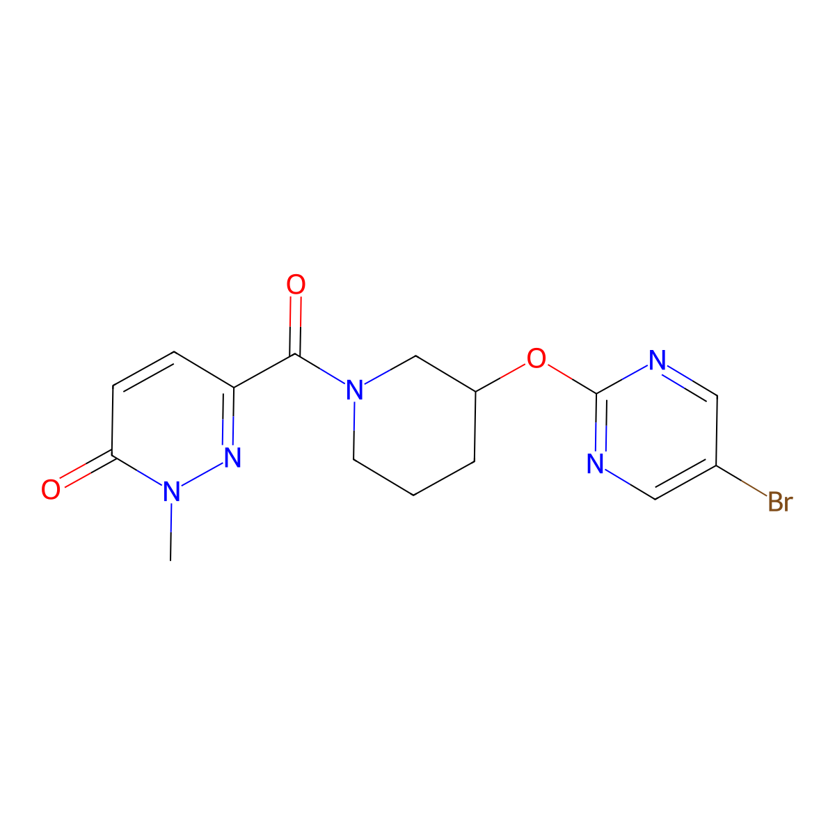 6-(3-((5-bromopyrimidin-2-yl)oxy)piperidine-1-carbonyl)-2-methylpyridazin-3(2H)-one molecular structure, CAS 2034529-30-9