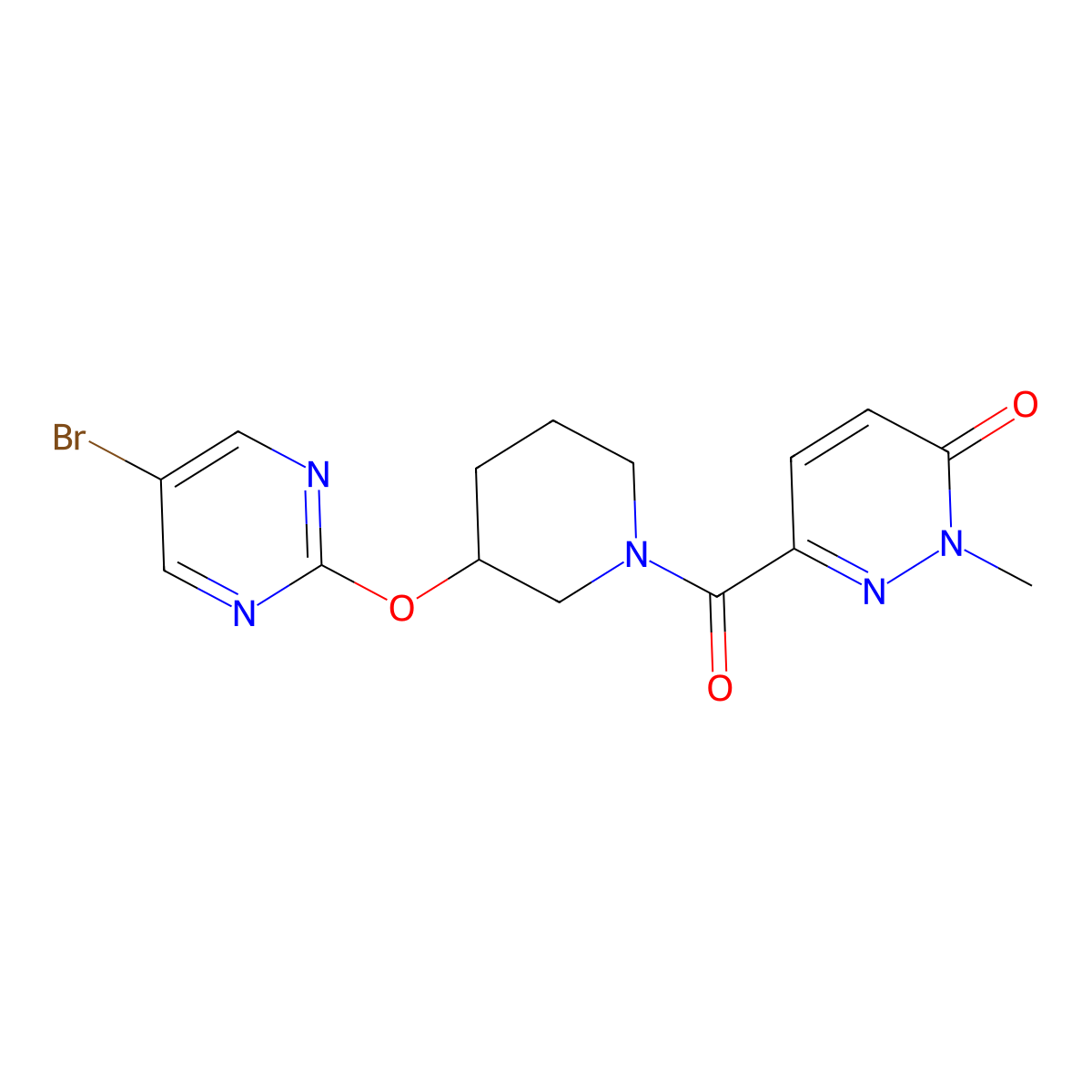 6-(3-((5-bromopyrimidin-2-yl)oxy)piperidine-1-carbonyl)-2-methylpyridazin-3(2H)-one molecular structure, CAS 2034529-30-9