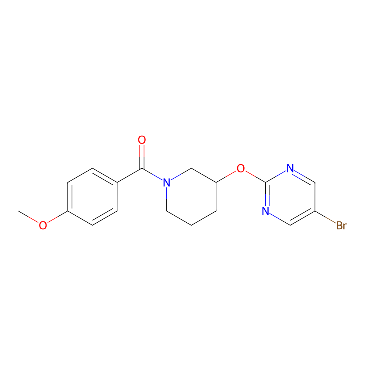 (3-((5-Bromopyrimidin-2-yl)oxy)piperidin-1-yl)(4-methoxyphenyl)methanone molecular structure, CAS 2034529-43-4