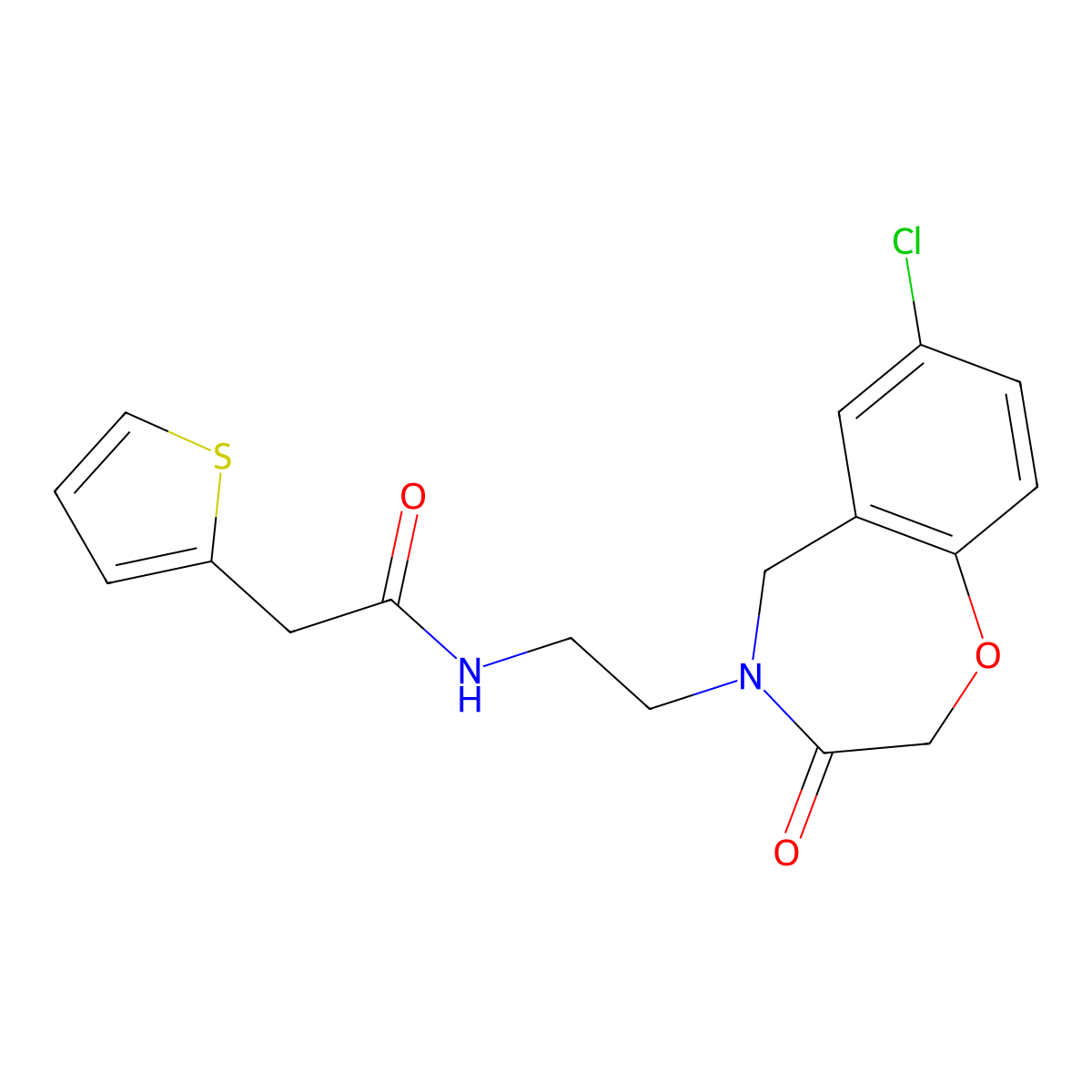 N-(2-(7-chloro-3-oxo-2,3-dihydrobenzo[f][1,4]oxazepin-4(5H)-yl)ethyl)-2-(thiophen-2-yl)acetamide molecular structure, CAS 2034529-46-7