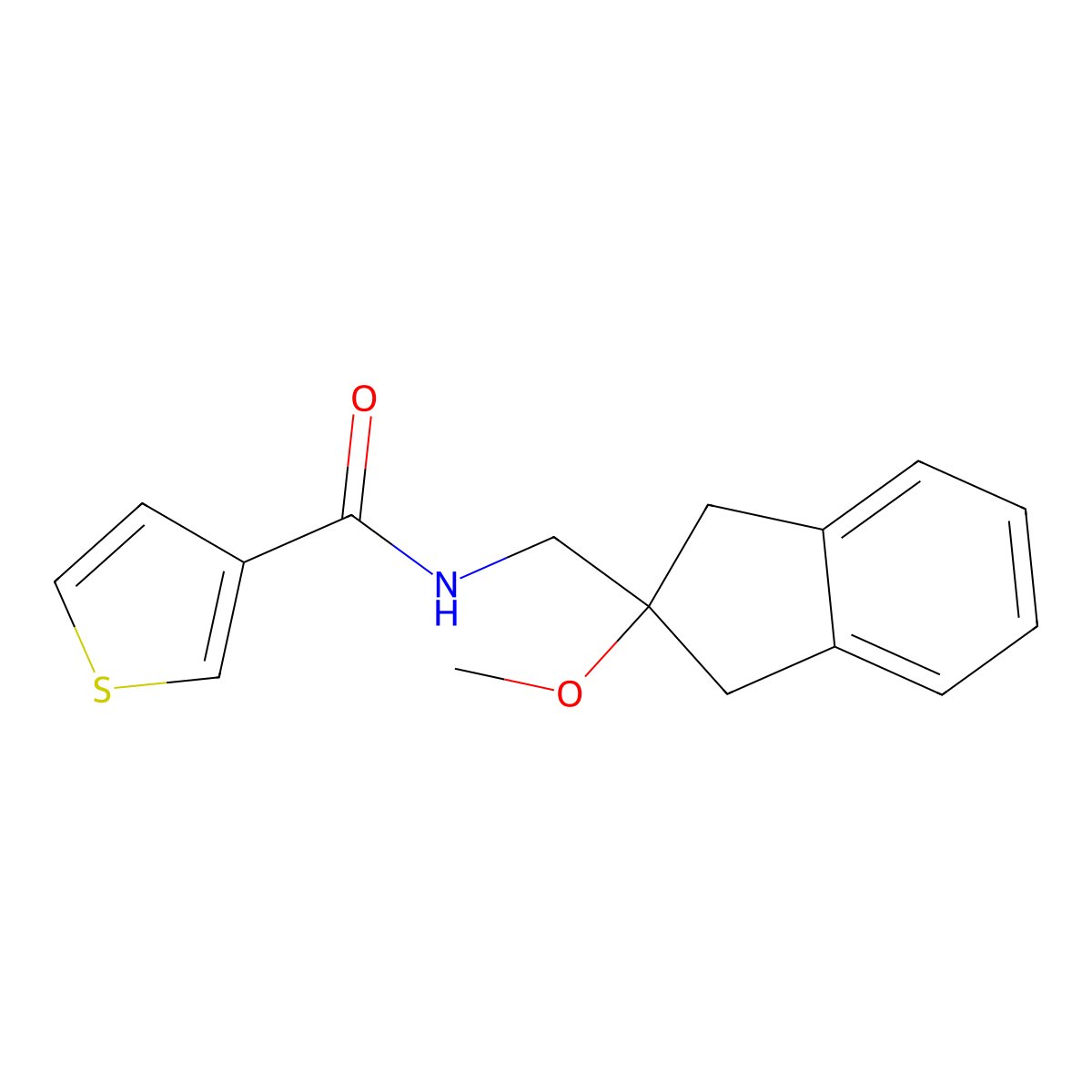 N-[(2-methoxy-2,3-dihydro-1H-inden-2-yl)methyl]thiophene-3-carboxamide molecular structure, CAS 2034529-47-8