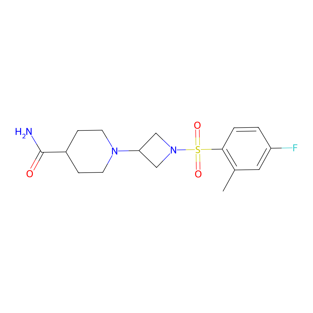 1-(1-((4-Fluoro-2-methylphenyl)sulfonyl)azetidin-3-yl)piperidine-4-carboxamide molecular structure, CAS 2034529-55-8