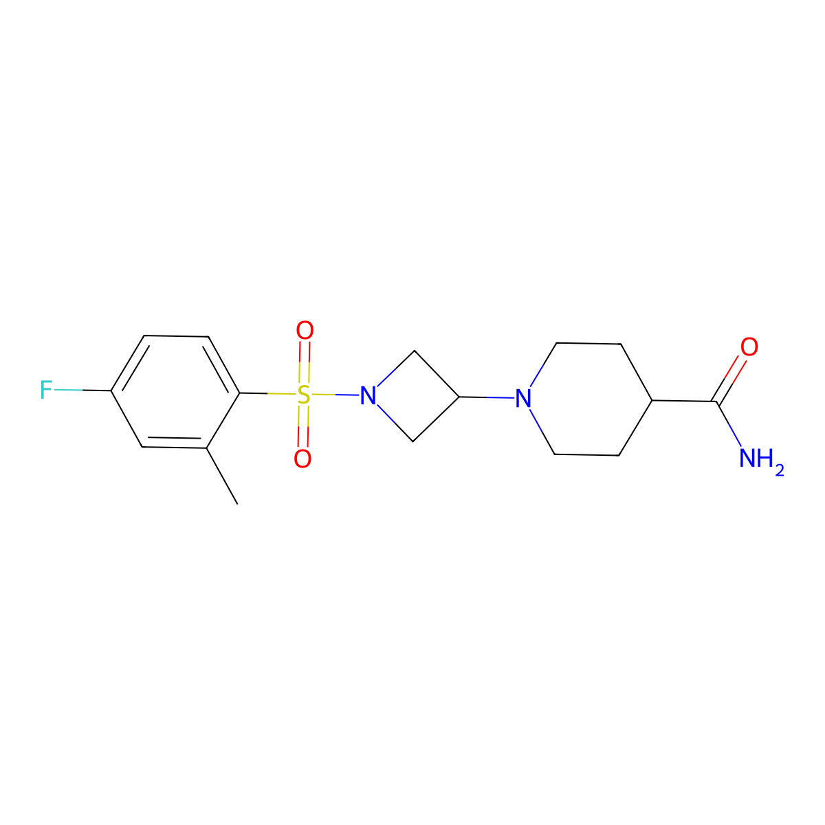 1-(1-((4-Fluoro-2-methylphenyl)sulfonyl)azetidin-3-yl)piperidine-4-carboxamide molecular structure, CAS 2034529-55-8
