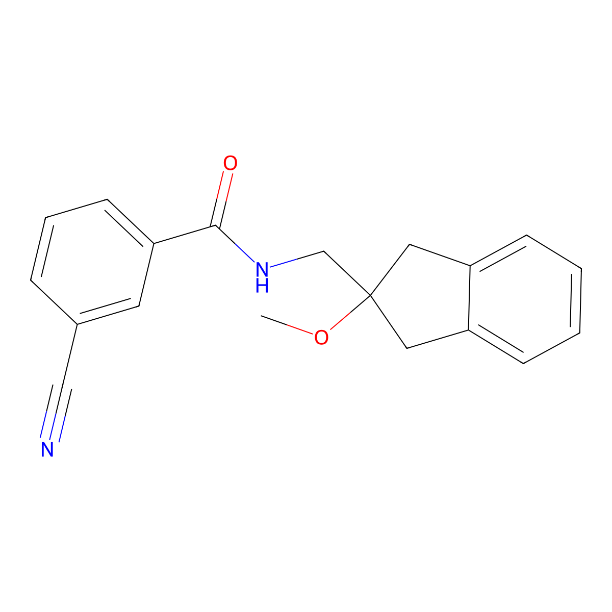 3-cyano-N-[(2-methoxy-2,3-dihydro-1H-inden-2-yl)methyl]benzamide molecular structure, CAS 2034529-56-9