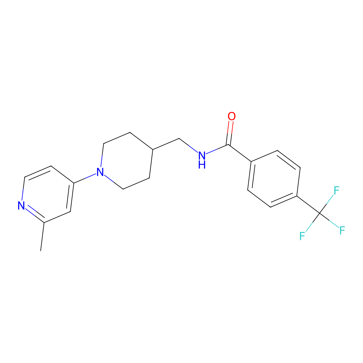 N-{[1-(2-methylpyridin-4-yl)piperidin-4-yl]methyl}-4-(trifluoromethyl)benzamide molecular structure, CAS 2034529-59-2