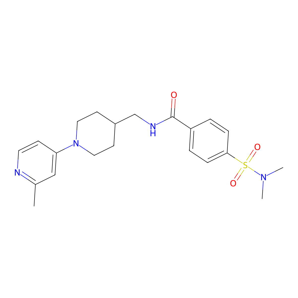 4-(N,N-dimethylsulfamoyl)-N-((1-(2-methylpyridin-4-yl)piperidin-4-yl)methyl)benzamide molecular structure, CAS 2034529-66-1