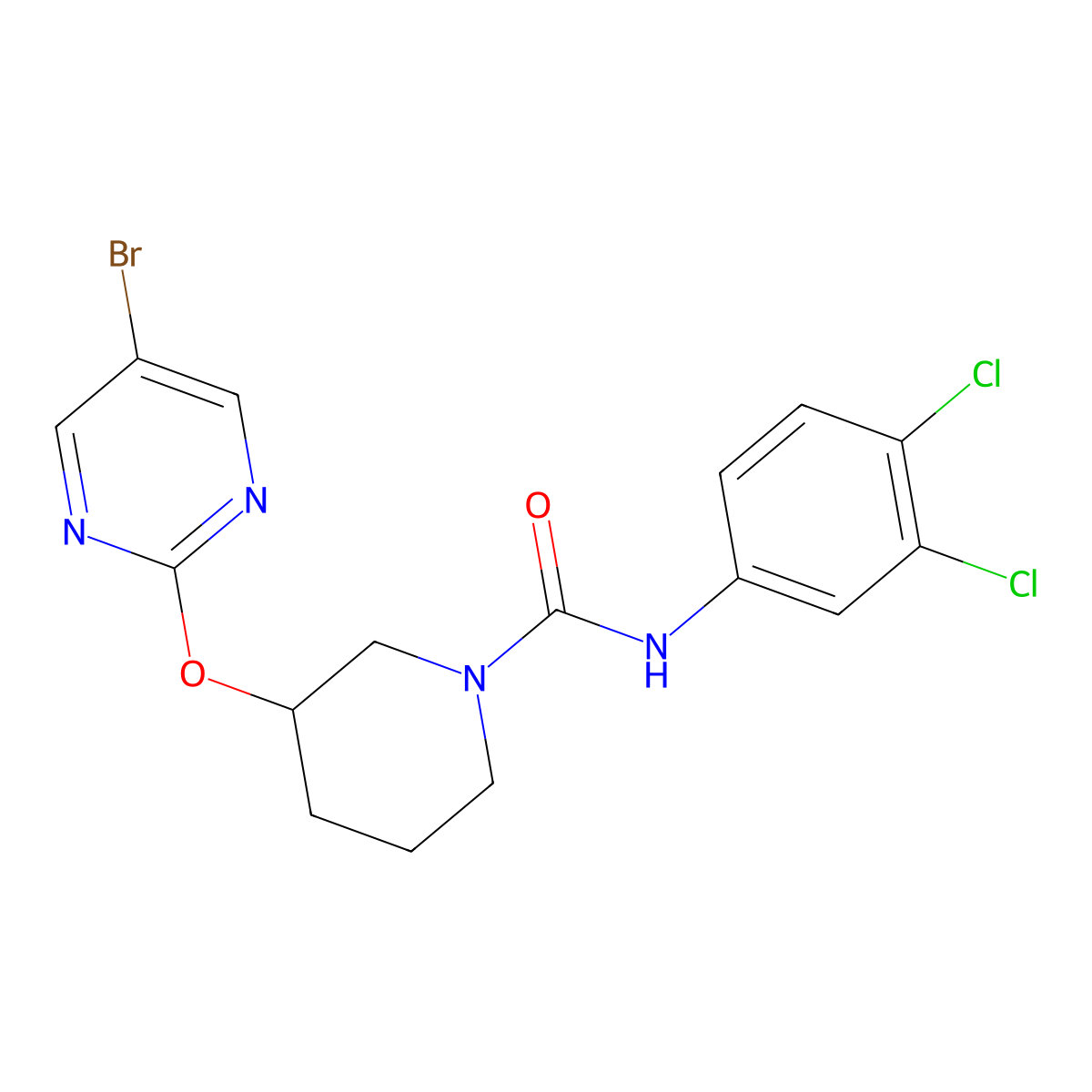 3-((5-bromopyrimidin-2-yl)oxy)-N-(3,4-dichlorophenyl)piperidine-1-carboxamide molecular structure, CAS 2034529-74-1