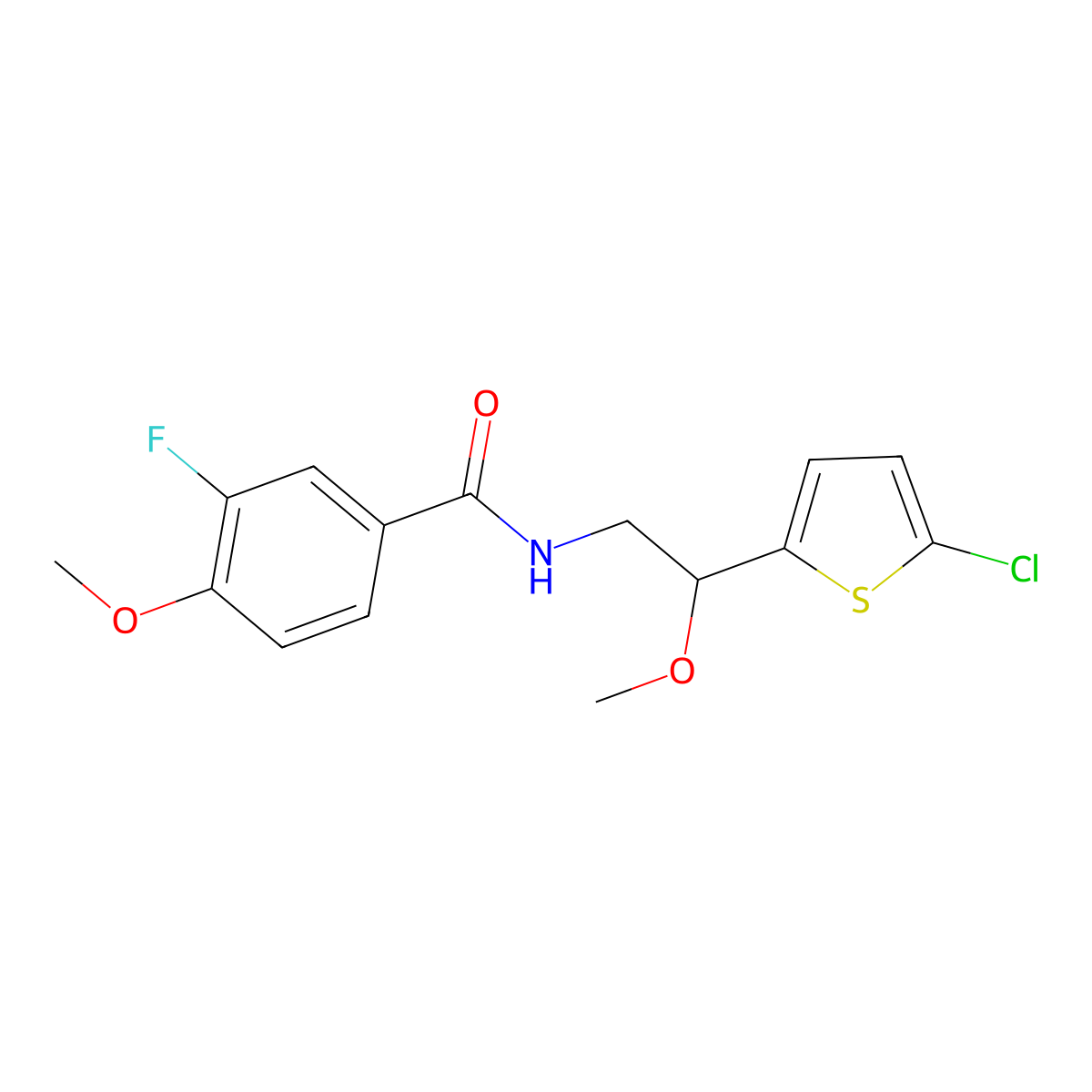 N-[2-(5-chlorothiophen-2-yl)-2-methoxyethyl]-3-fluoro-4-methoxybenzamide molecular structure, CAS 2034529-75-2