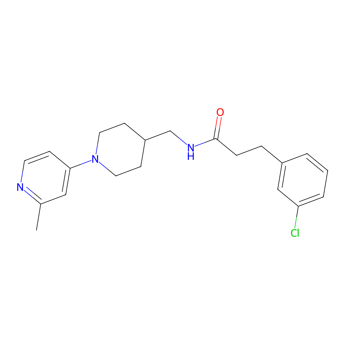 3-(3-chlorophenyl)-N-((1-(2-methylpyridin-4-yl)piperidin-4-yl)methyl)propanamide molecular structure, CAS 2034529-77-4