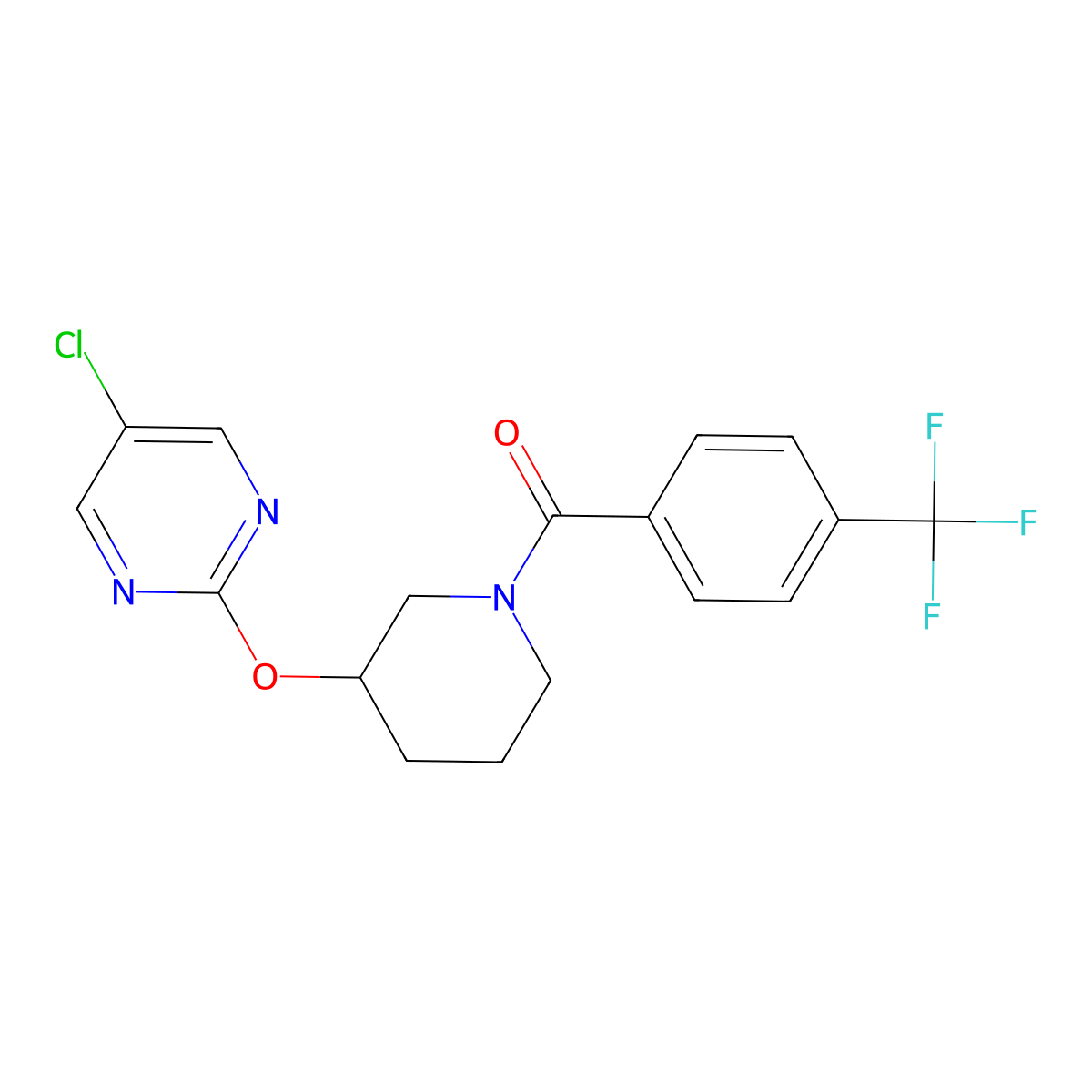 (3-((5-Chloropyrimidin-2-yl)oxy)piperidin-1-yl)(4-(trifluoromethyl)phenyl)methanone molecular structure, CAS 2034529-80-9